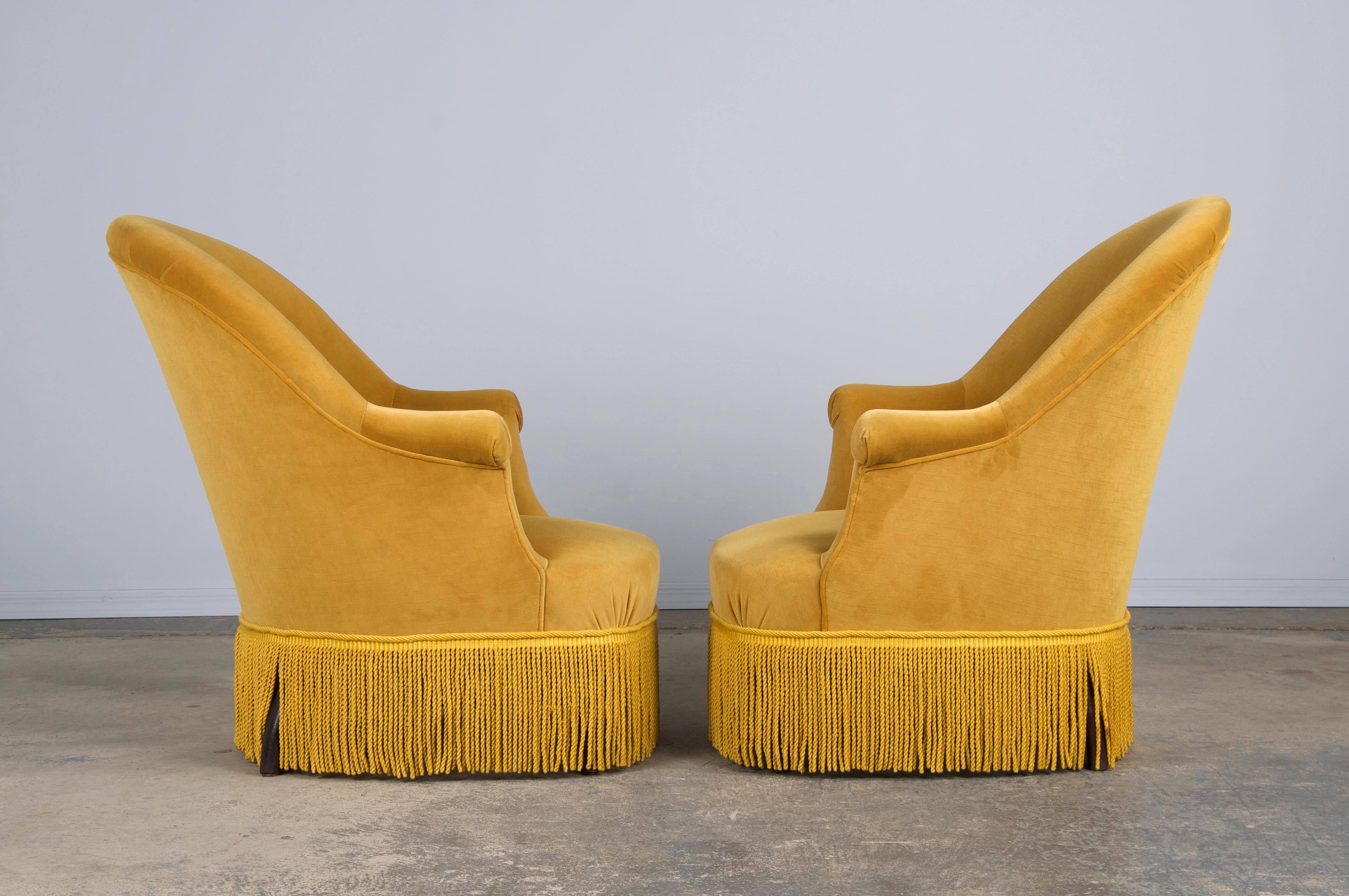 19th Century French Napoleon III Armchairs W/ Golden Yellow Velvet - A Pair 8