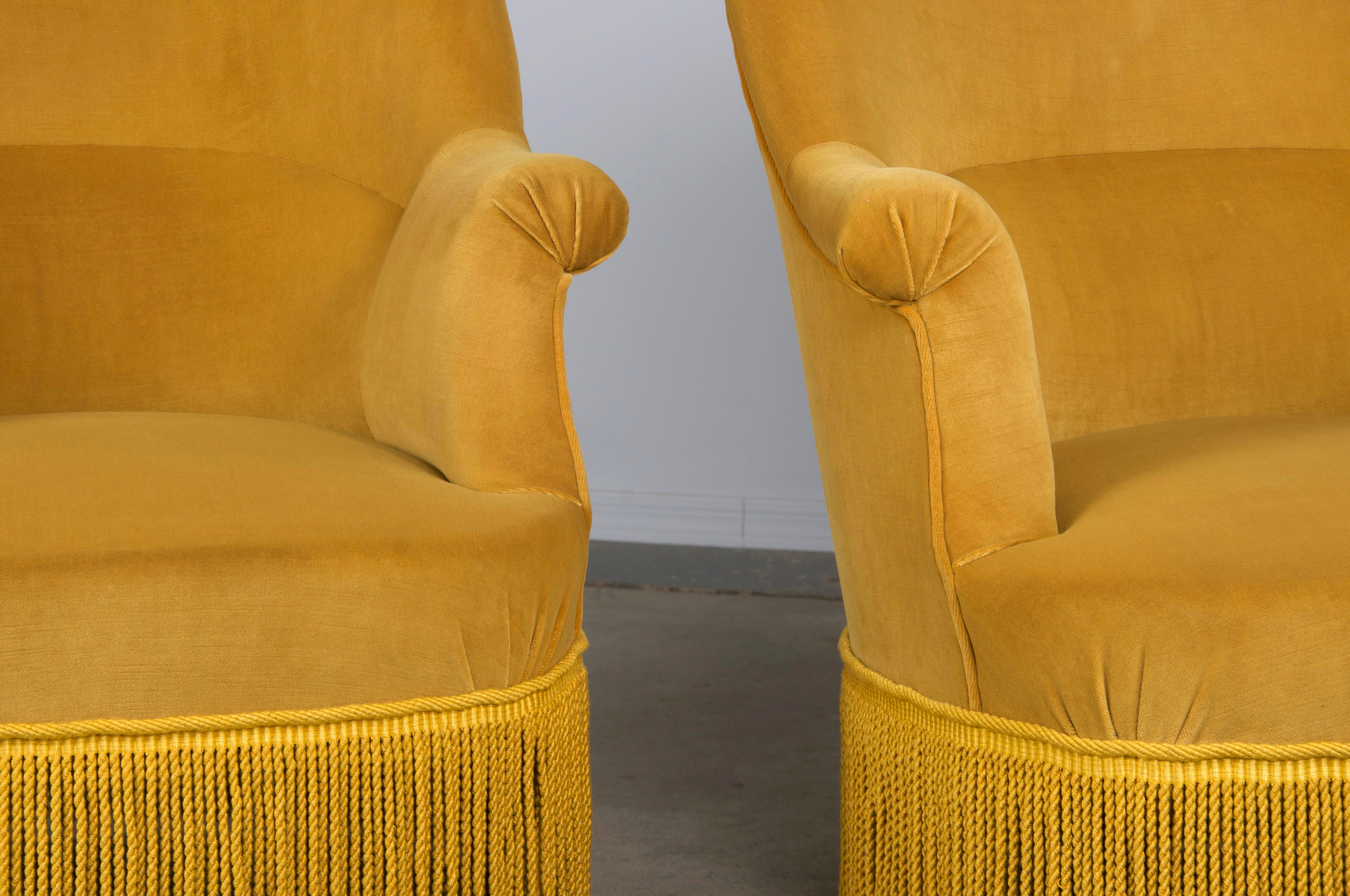 19th Century French Napoleon III Armchairs W/ Golden Yellow Velvet - A Pair 9