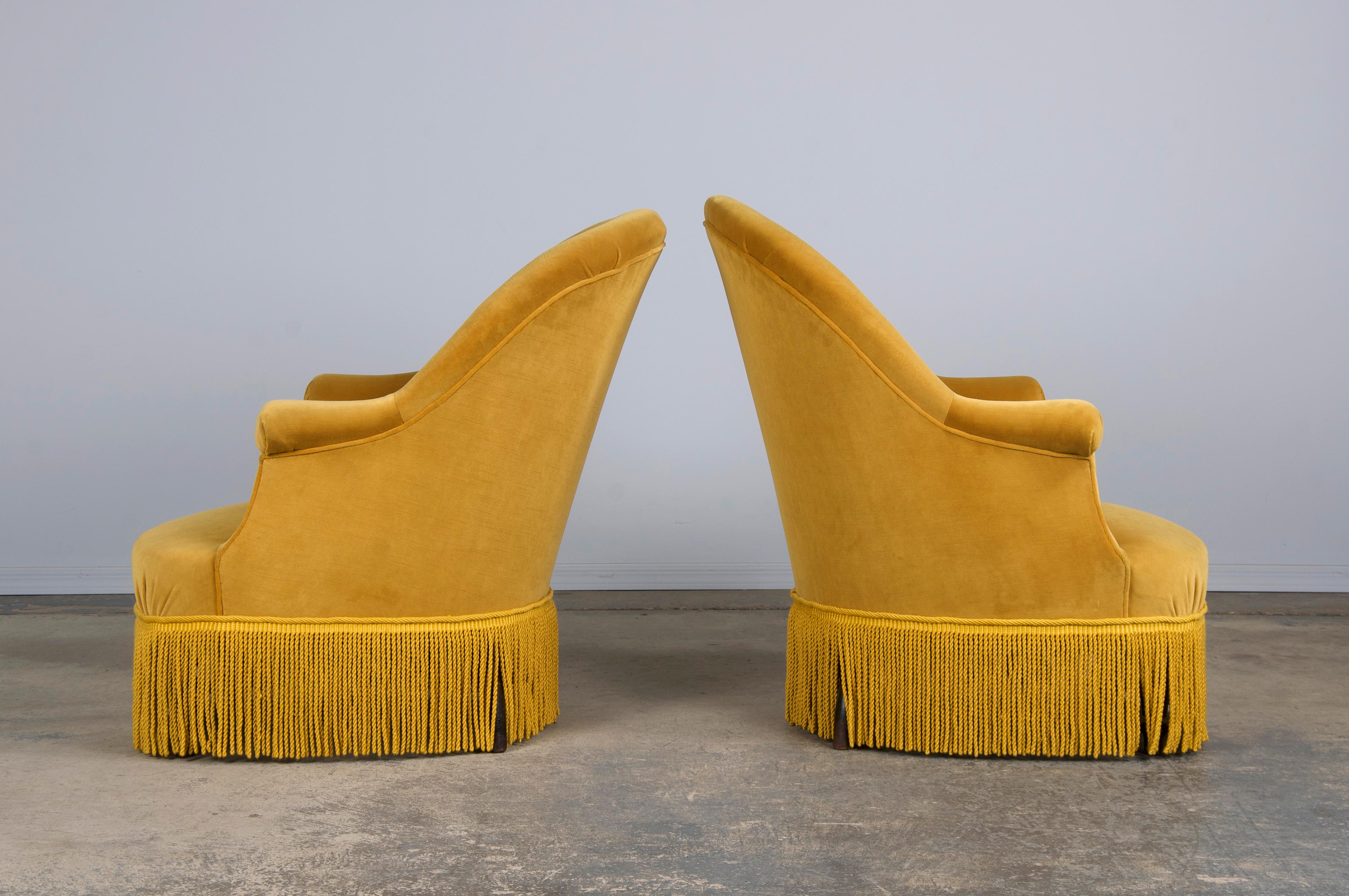 19th Century French Napoleon III Armchairs W/ Golden Yellow Velvet - A Pair 10