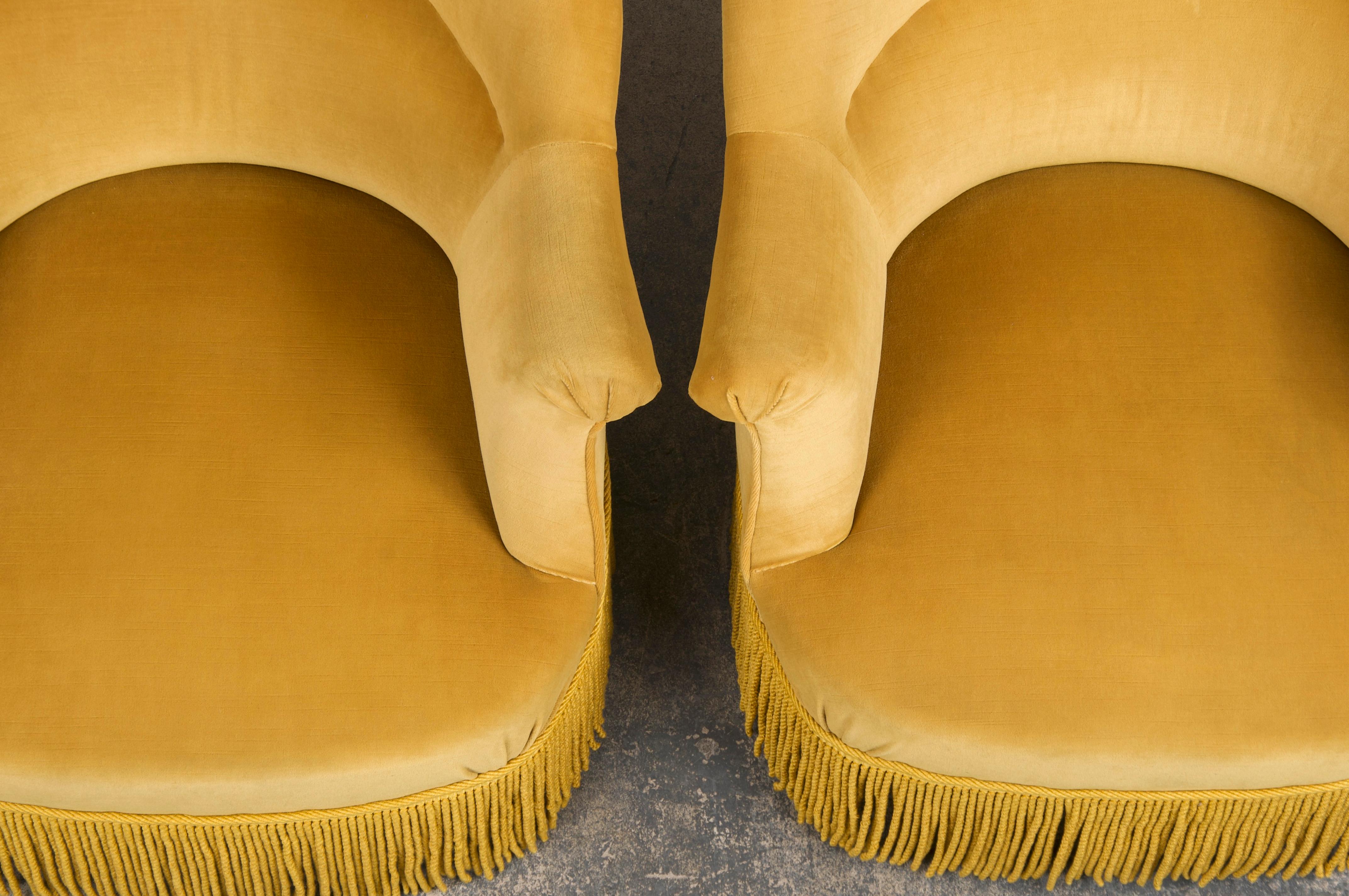 19th Century French Napoleon III Armchairs W/ Golden Yellow Velvet - A Pair 2