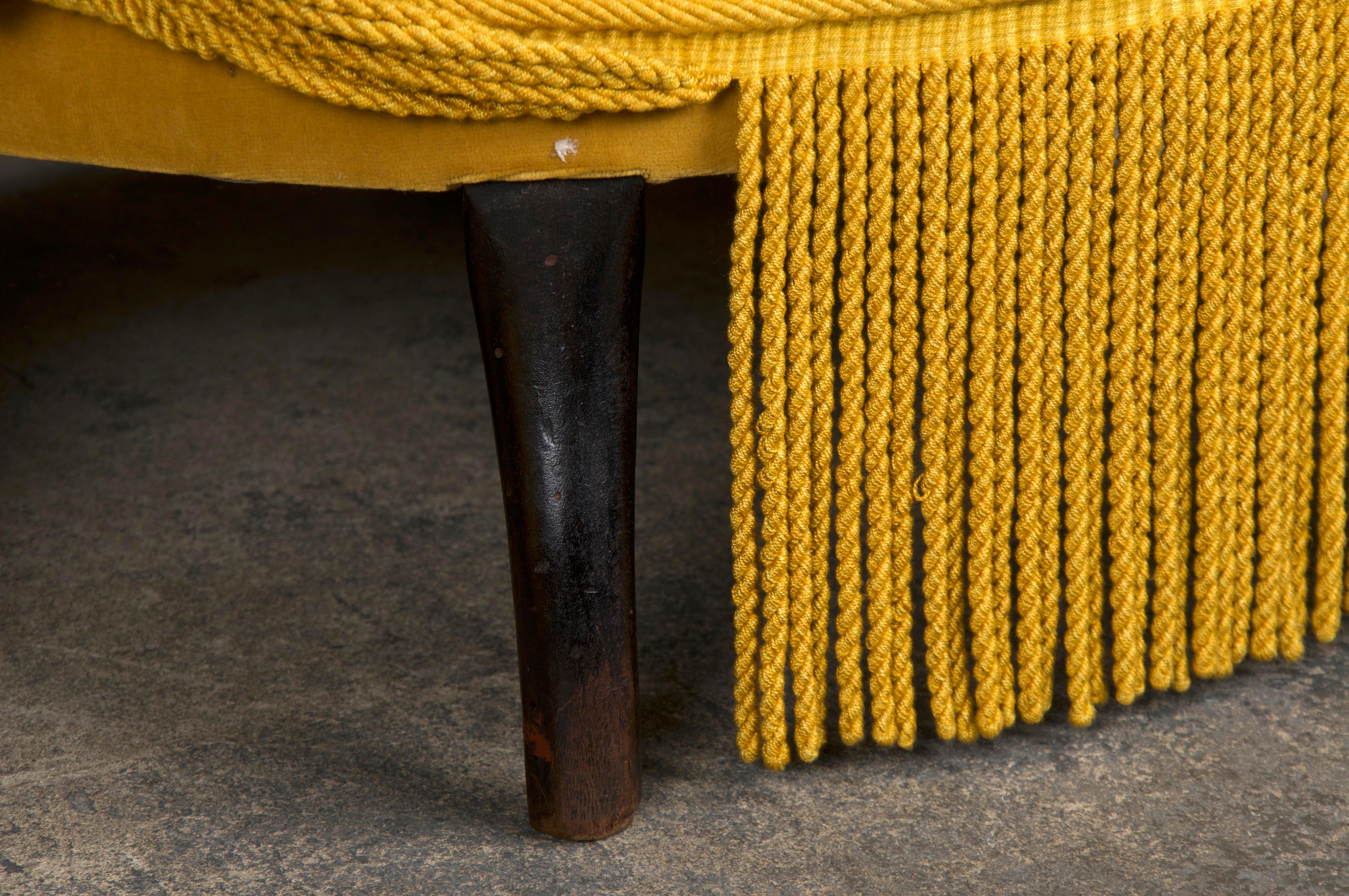 19th Century French Napoleon III Armchairs W/ Golden Yellow Velvet - A Pair 5