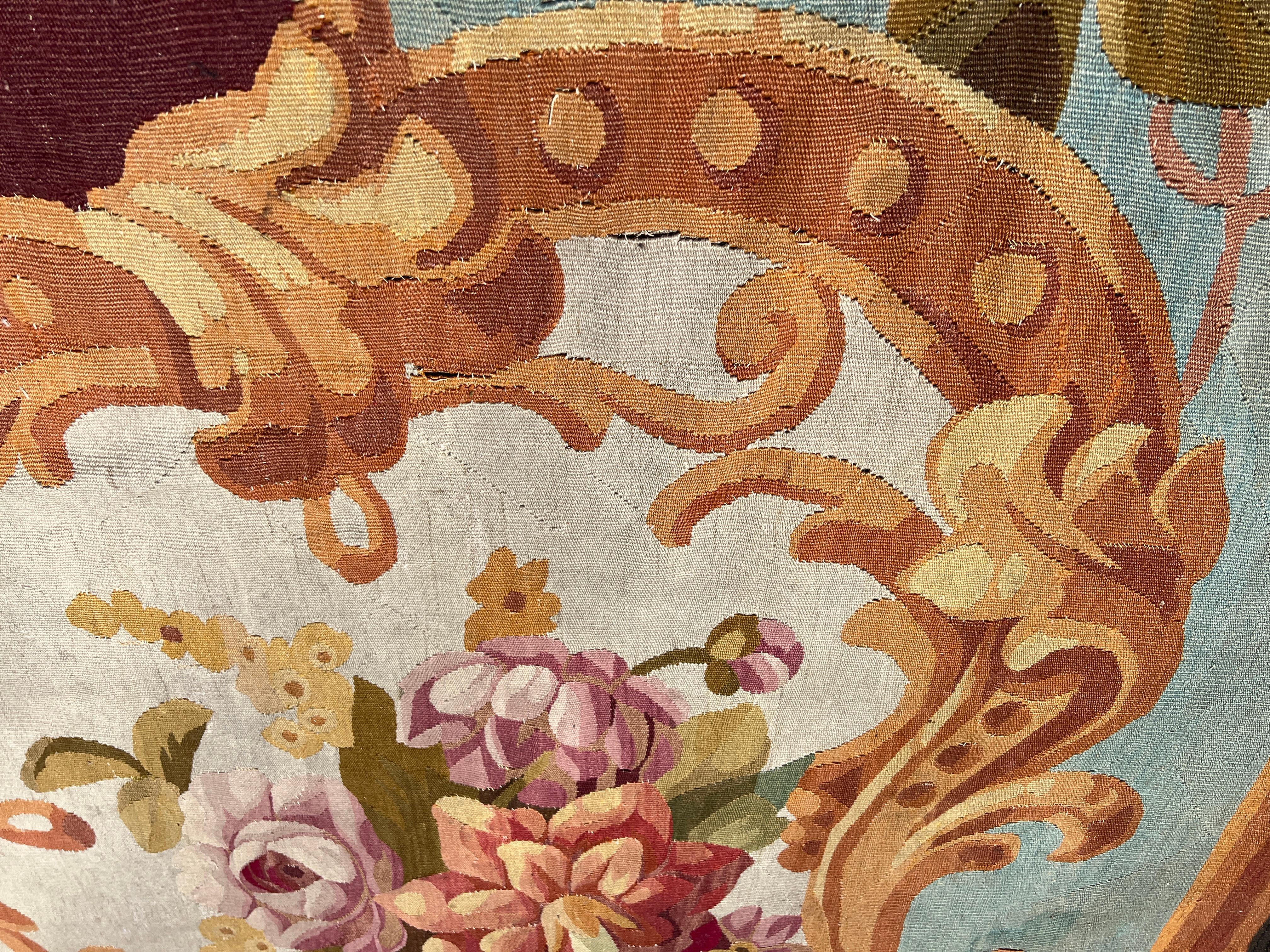 Tinto Tappeto Aubusson francese Napoleone III del XIX secolo in vendita