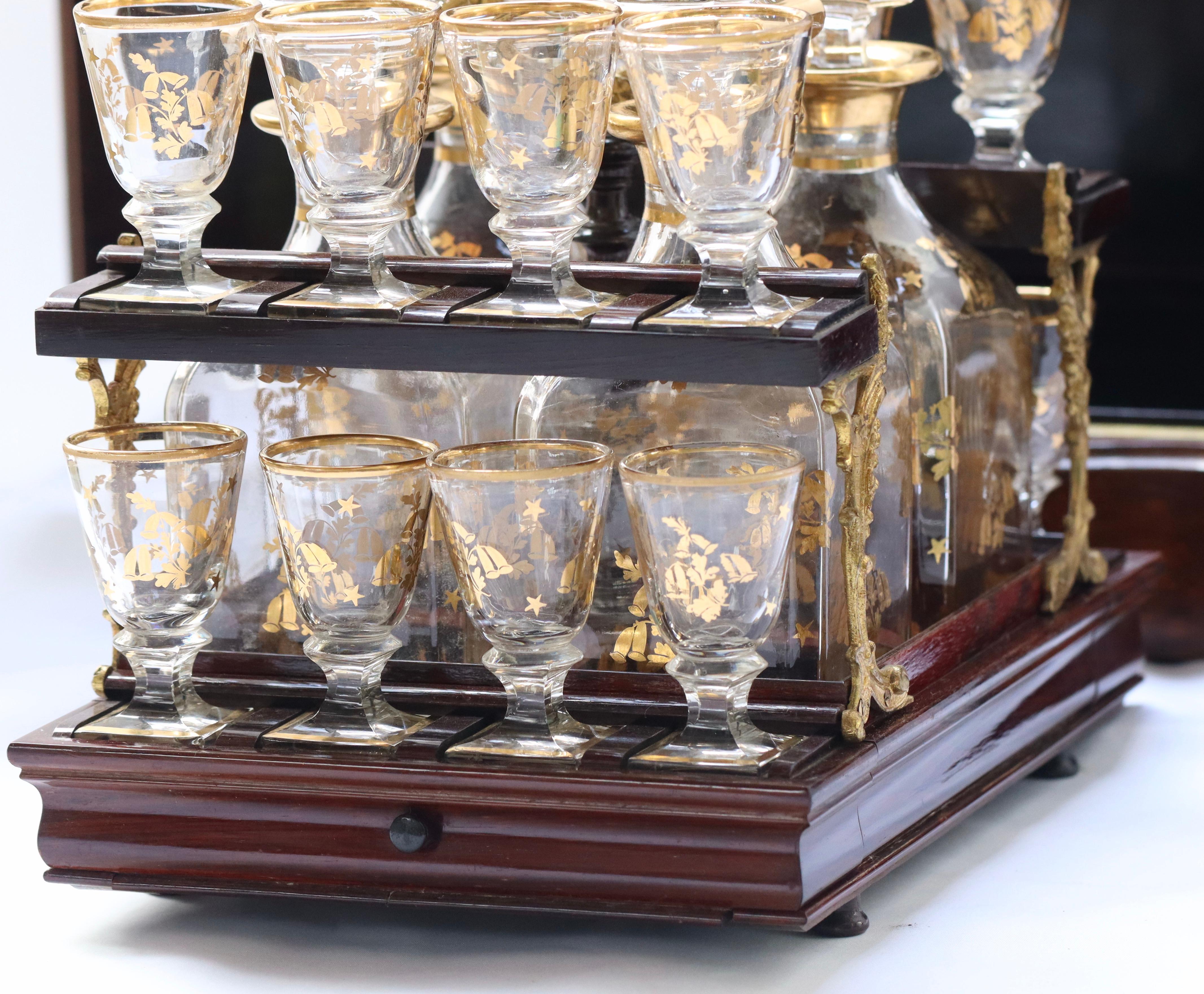 19th Century French Napoléon III Baccarat Crystal Tantalus 