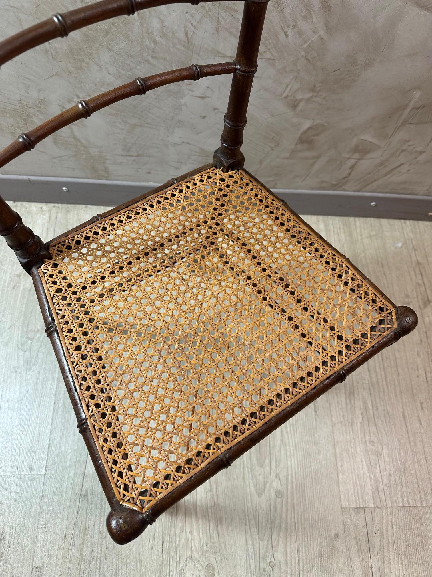 Sedia francese Napoleone III in stile bambù del XIX secolo, anni '70 del XIX secolo in vendita 4
