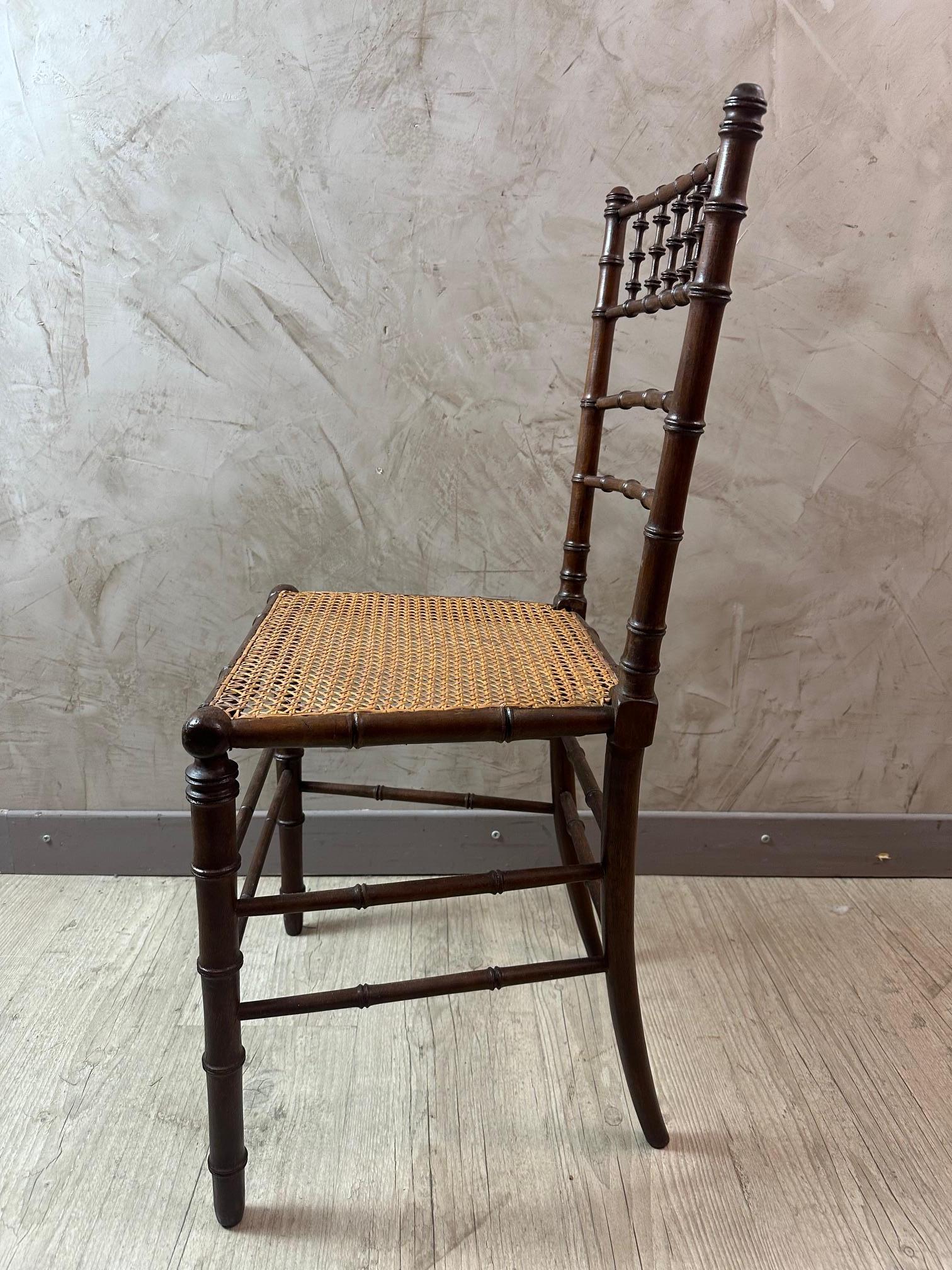 Canna Sedia francese Napoleone III in stile bambù del XIX secolo, anni '70 del XIX secolo in vendita