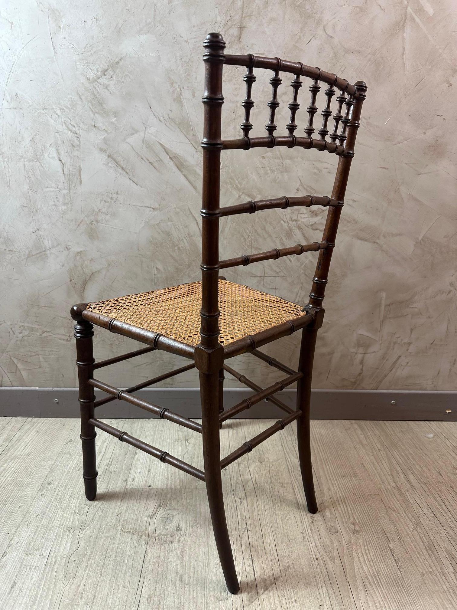 Sedia francese Napoleone III in stile bambù del XIX secolo, anni '70 del XIX secolo in vendita 1