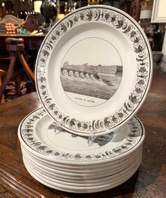19th Century French Napoleon III Black and White Paris Scenes Plates, Set of 10