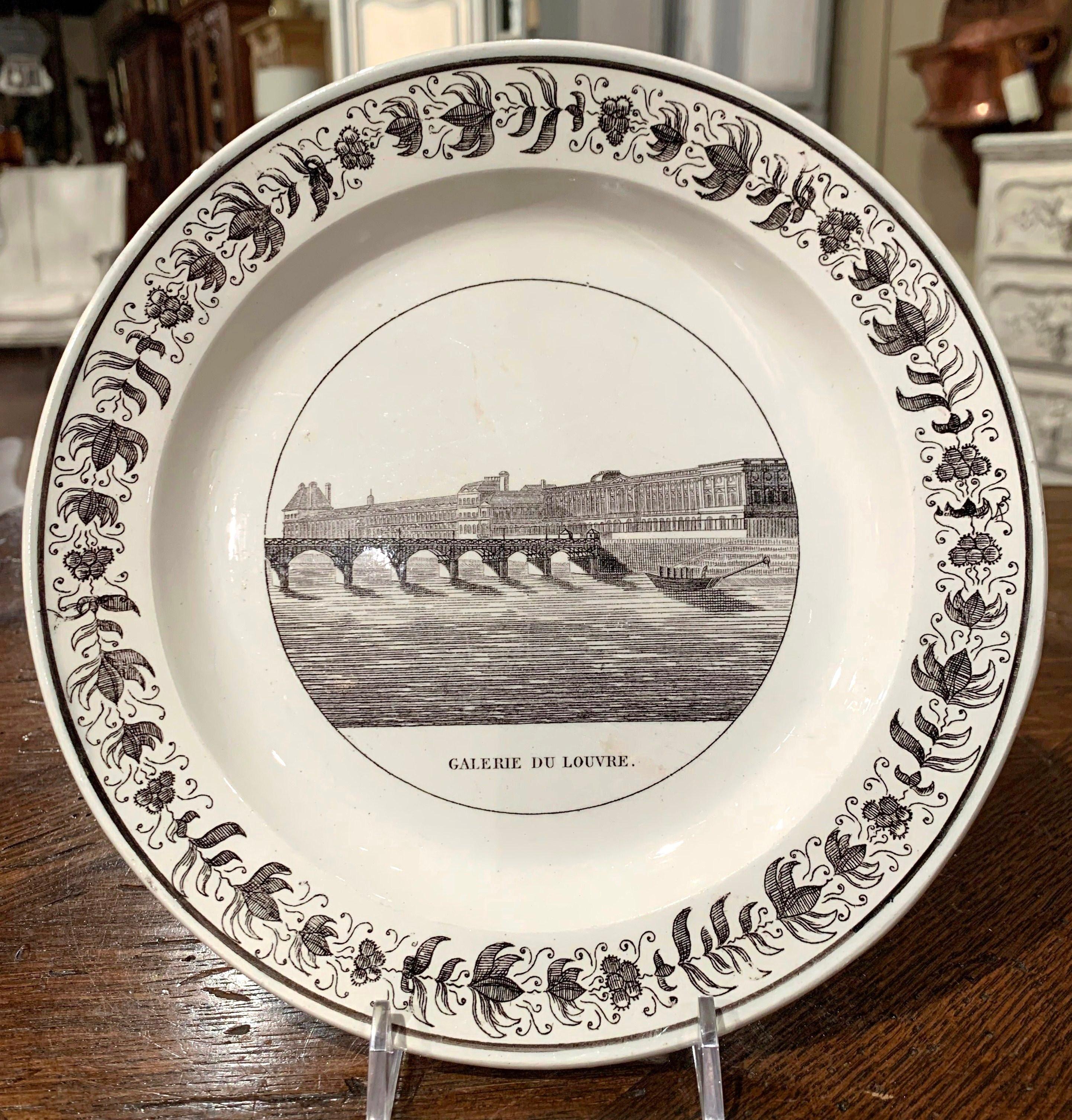 19th Century French Napoleon III Black and White Paris Scenes Plates, Set of 10 In Excellent Condition In Dallas, TX