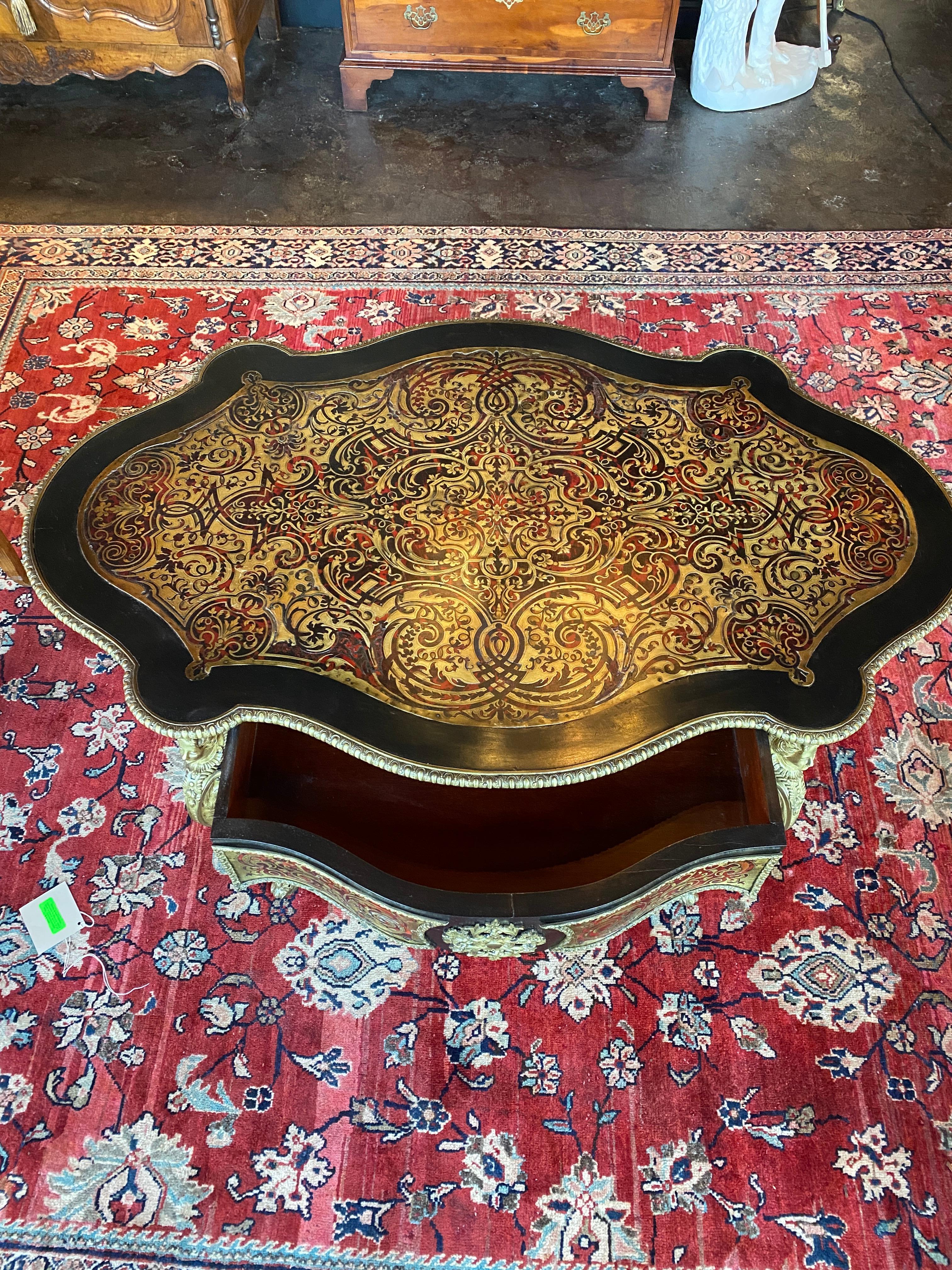 19th Century French Napoleon III Boulle Centre Table In Fair Condition For Sale In Nashville, TN