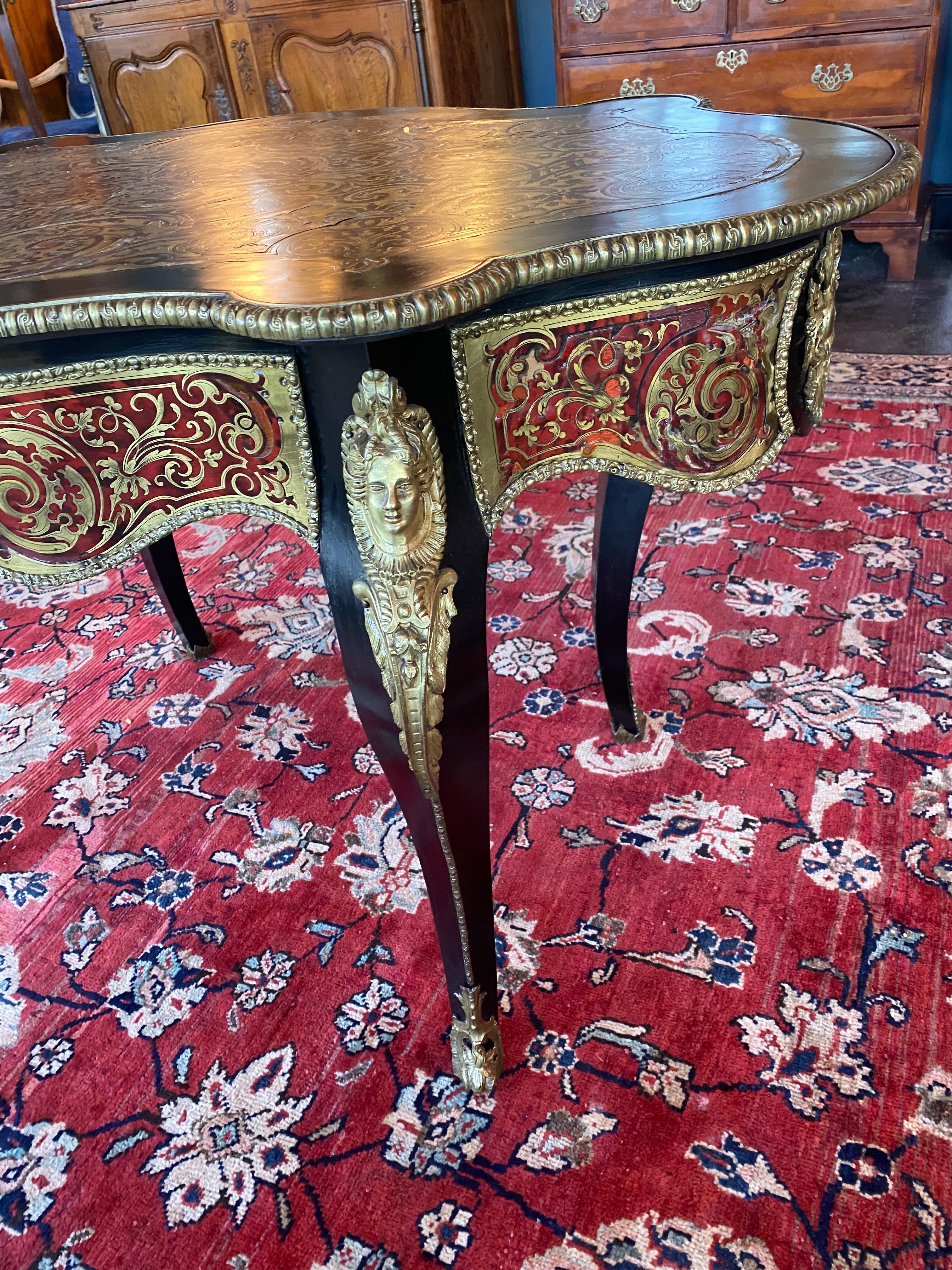 Tortoise Shell 19th Century French Napoleon III Boulle Centre Table For Sale