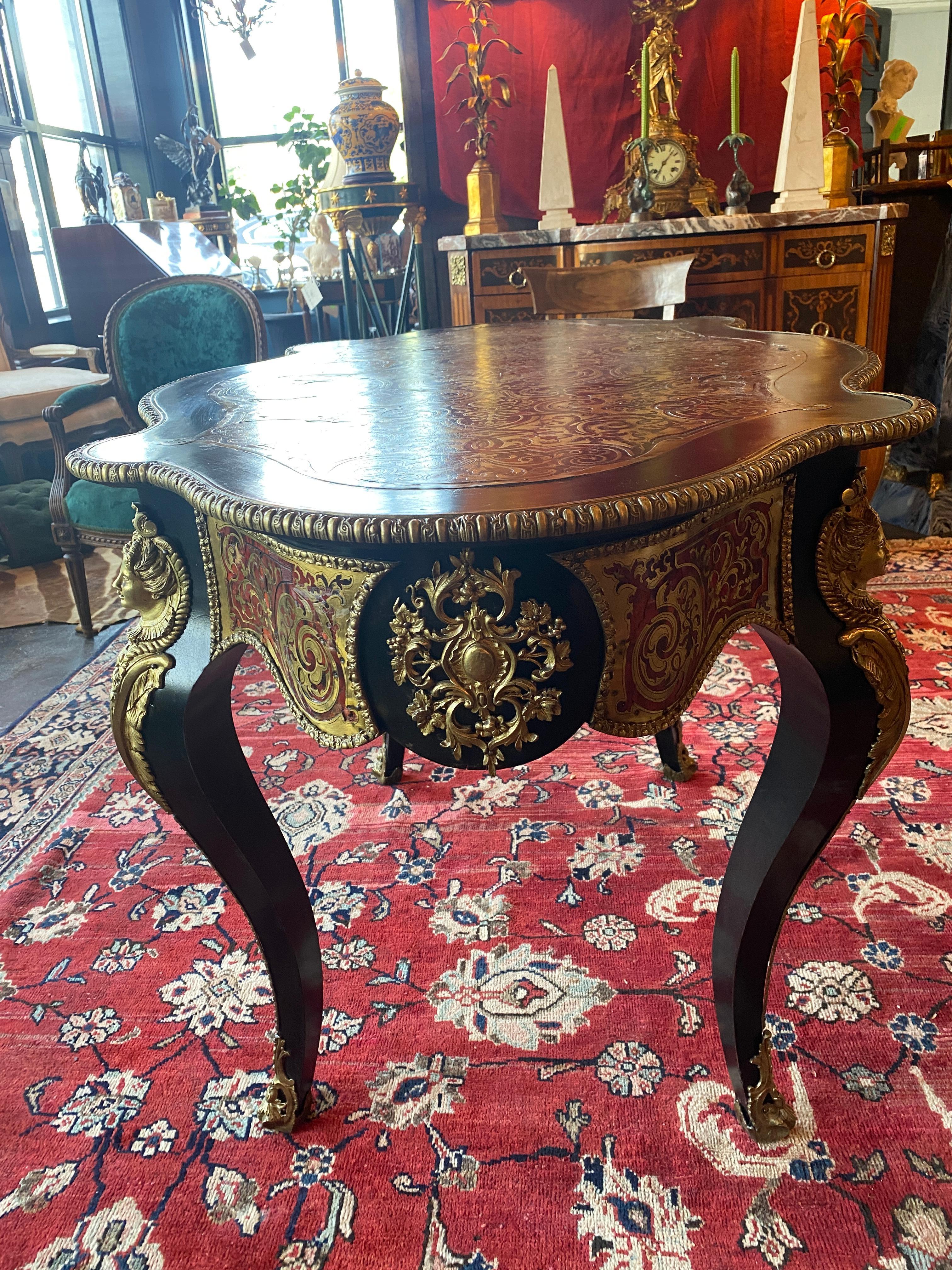 Tortoise Shell 19th Century French Napoleon III Boulle Centre Table For Sale