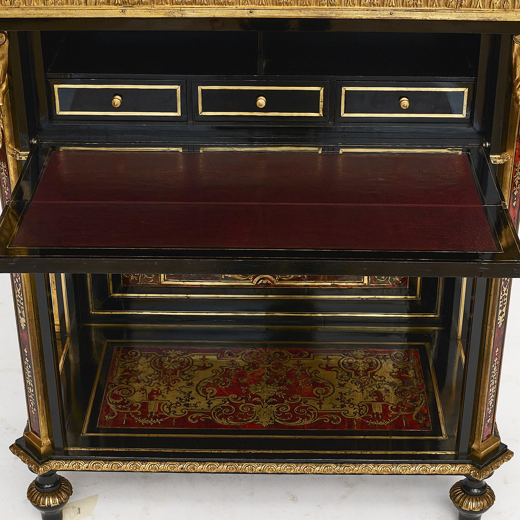 Fruitwood 19th Century French Napoleon III Boulle Console Table