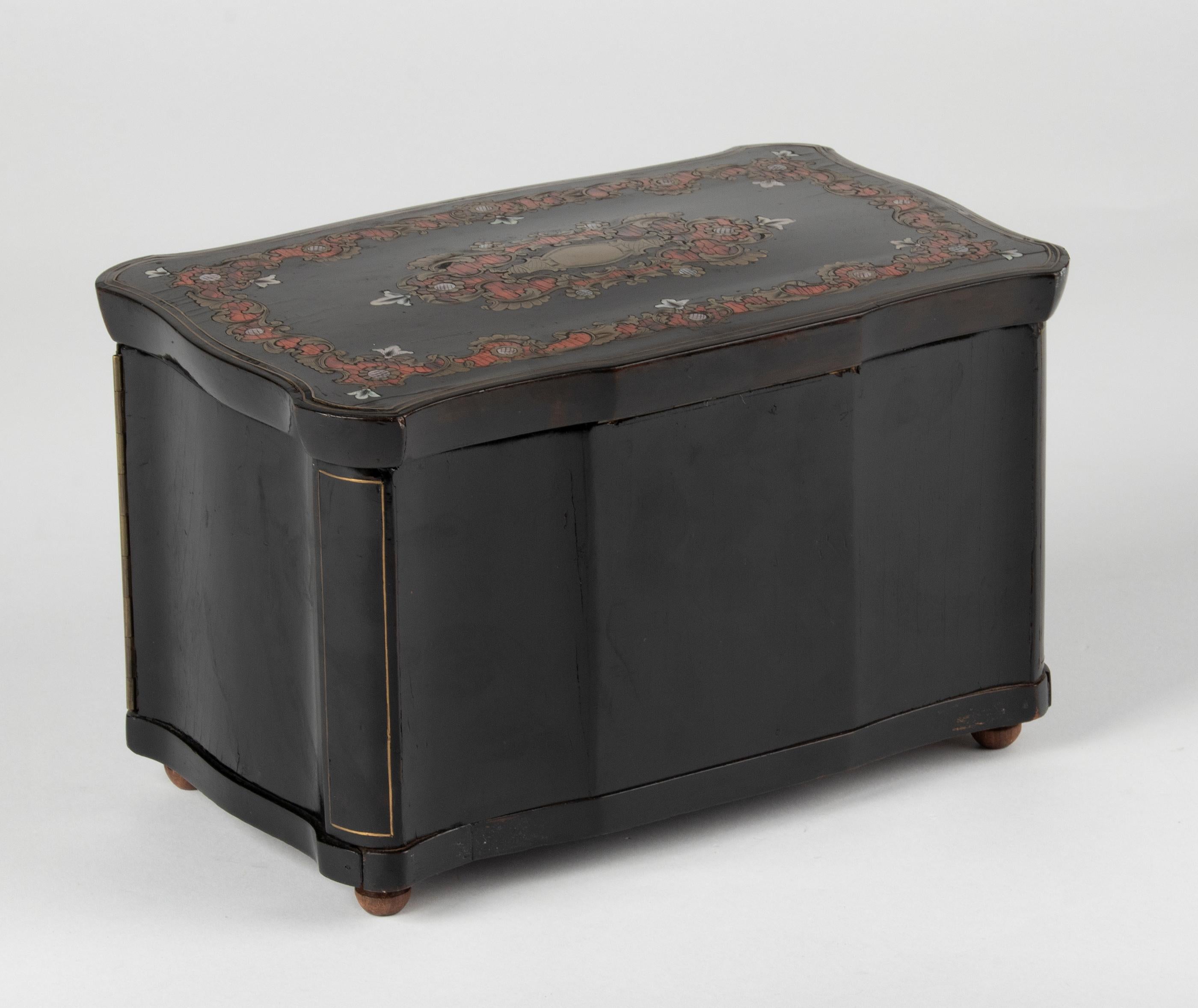 19th Century French Napoleon III Boulle Marquetry Tea Caddy For Sale 10
