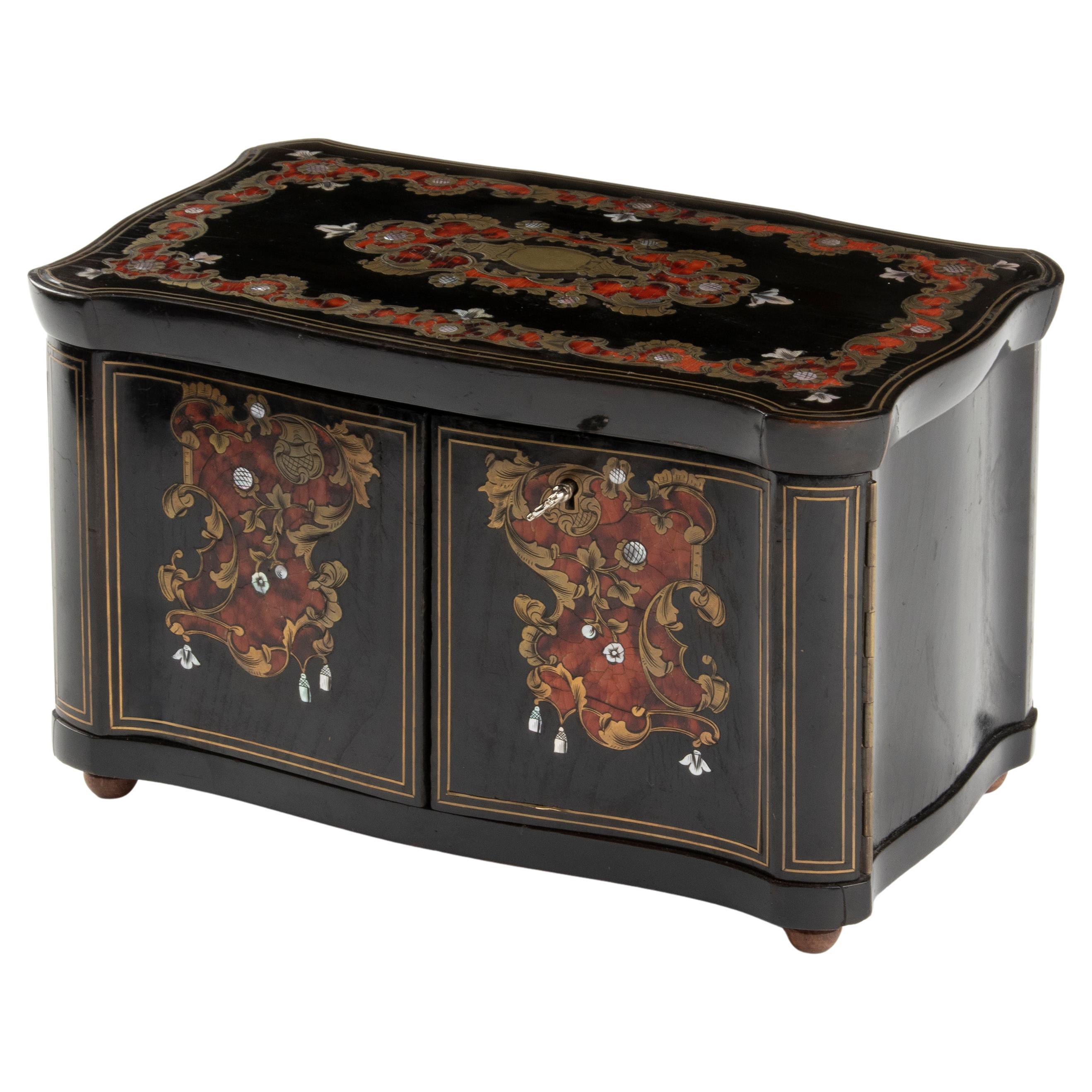 19th Century French Napoleon III Boulle Marquetry Tea Caddy For Sale