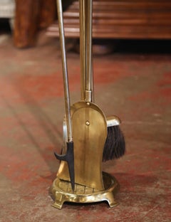 19th Century French Napoleon III Brass Fireplace Tool, Four Pieces Set