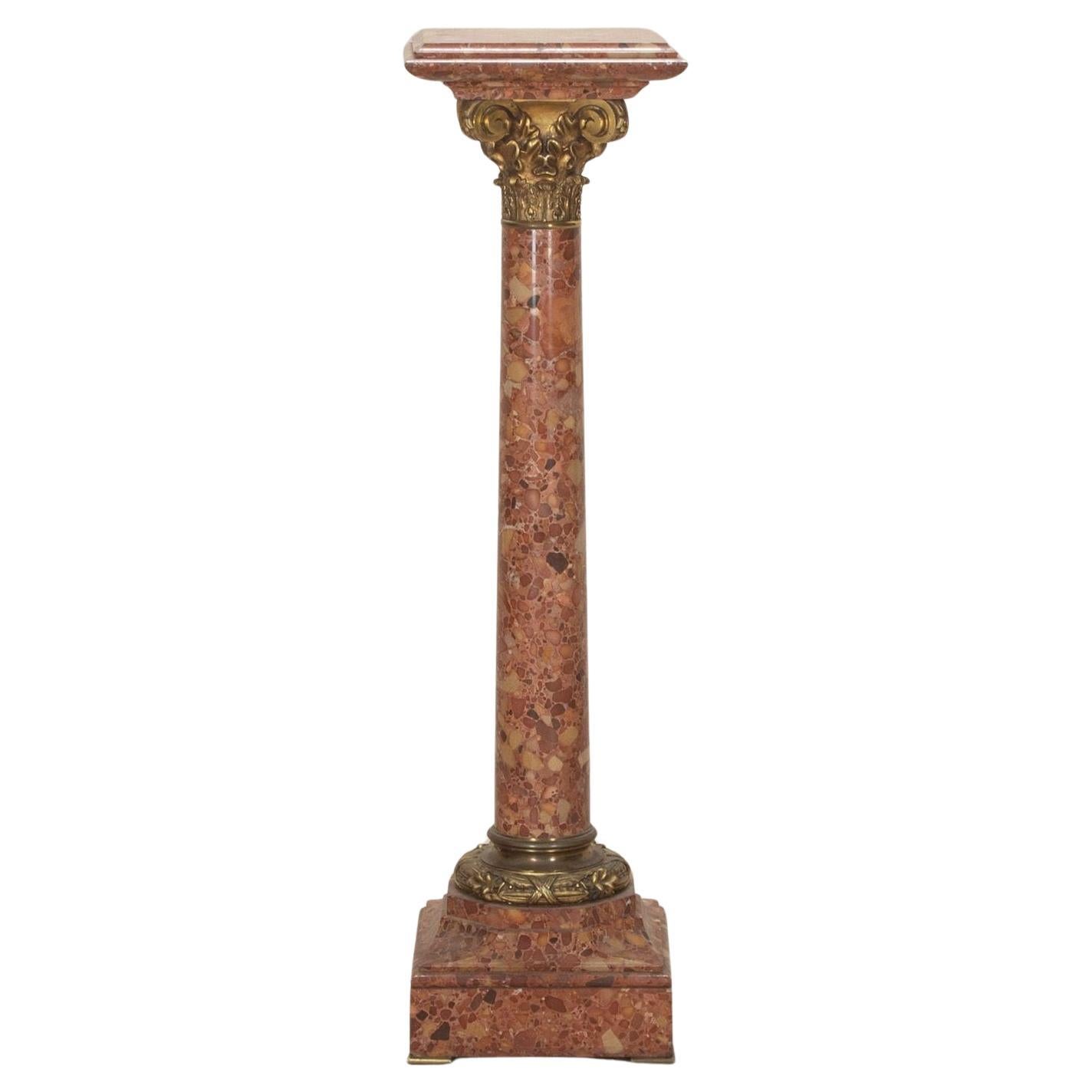 19th Century French Napoleon III Brocatelle Marble Column For Sale