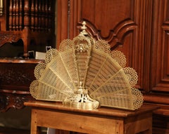 19th Century French Napoleon III Bronze and Brass Fan Shaped Fireplace Screen