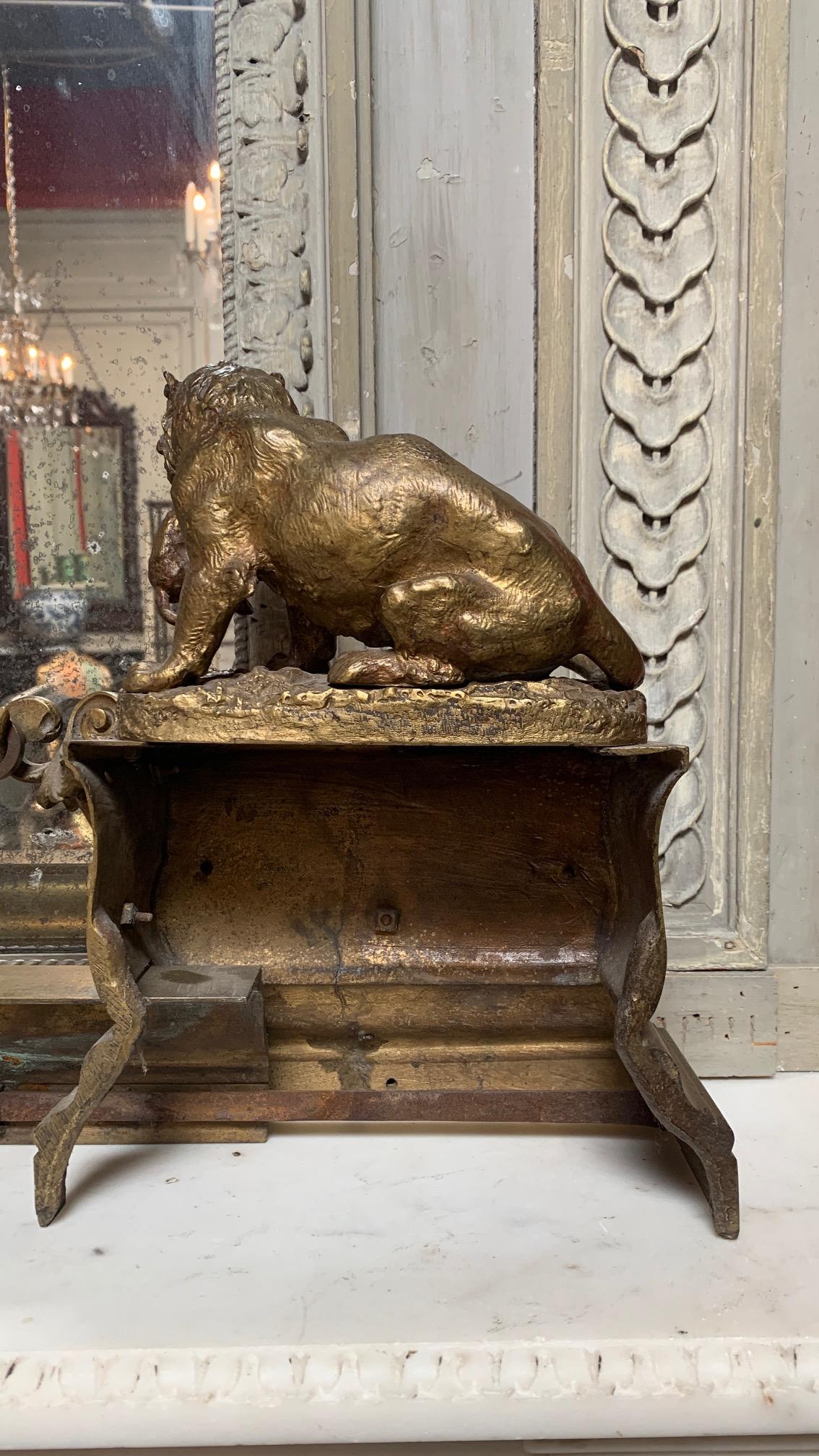 Pare-feu français du 19e siècle en bronze Napoléon III à motif d'Hercule et de Lion en vente 3