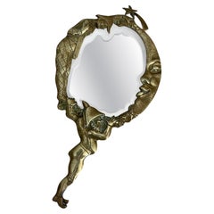 19th century French Napoleon III Bronze Hand Mirror, 1870s