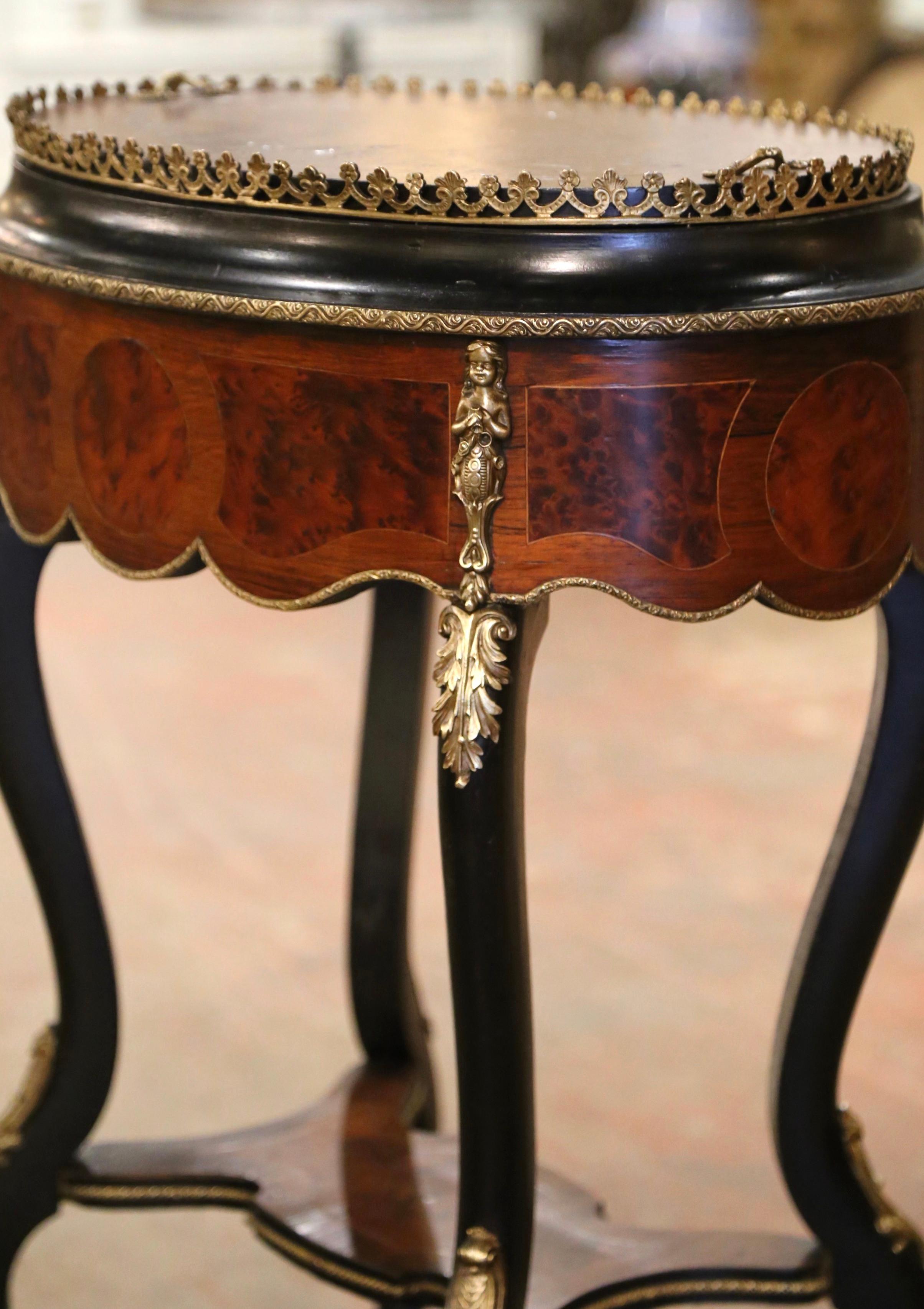 Piantana francese del XIX secolo in radica di noce intarsiata e bronzo di Napoleone III in vendita 1