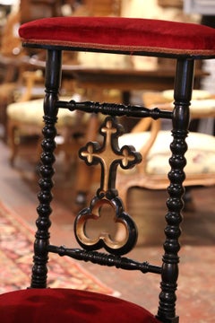 19th Century French Napoleon III Carved and Blackened Prie Dieu Kneeler