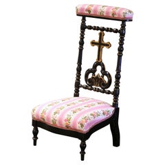 19th Century French Napoleon III Carved Blackened "Prie-Dieu" Prayer Chair