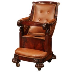 19th Century French Napoleon III Carved Child Armchair with Tray and Potty Hole