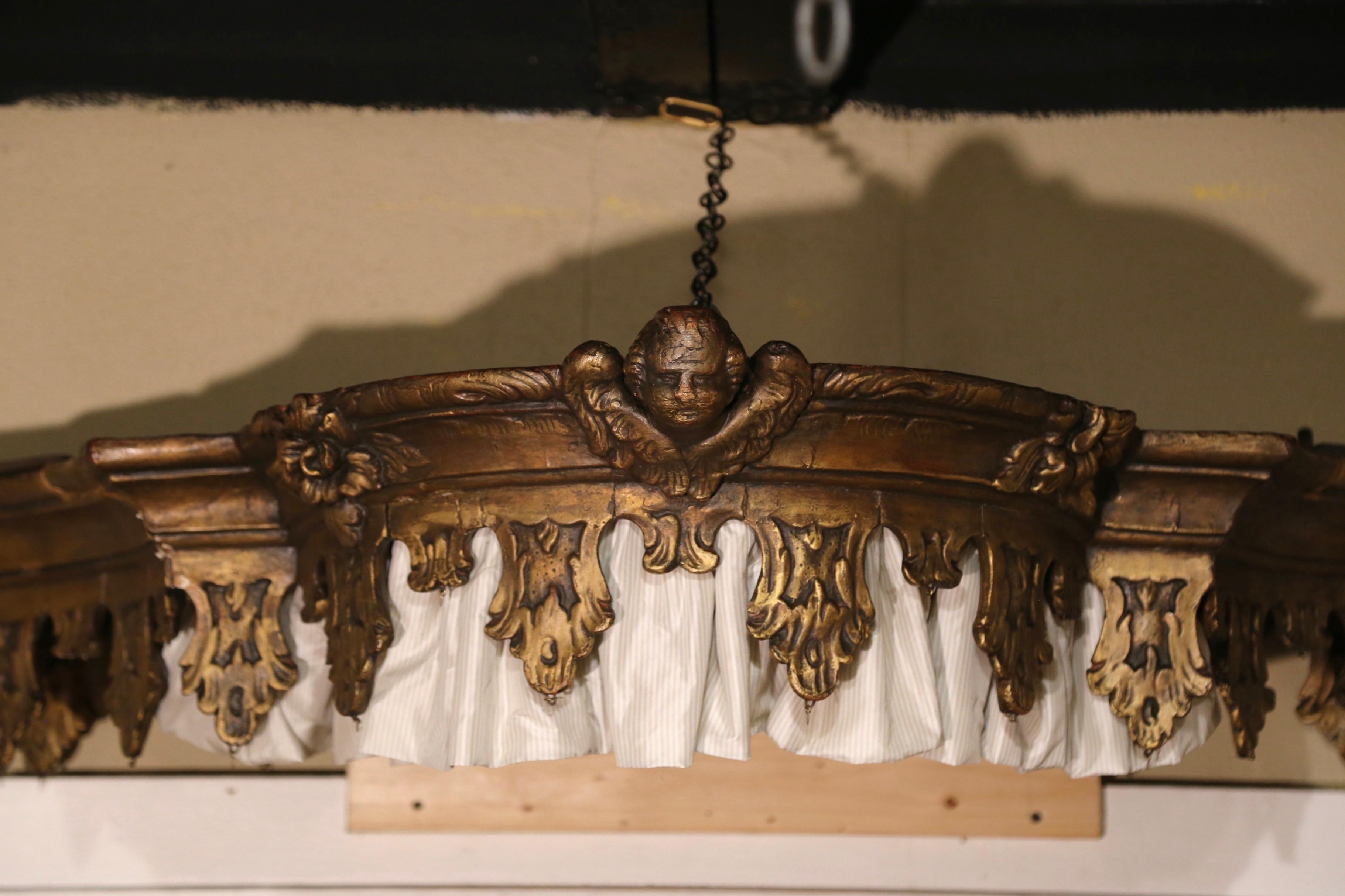 Hand-Carved 19th Century French Napoleon III Carved Giltwood Ciel de Lit or Bed Canopy