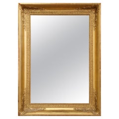 19th Century French Napoleon III Carved Giltwood Wall Mirror with Mercury Glass