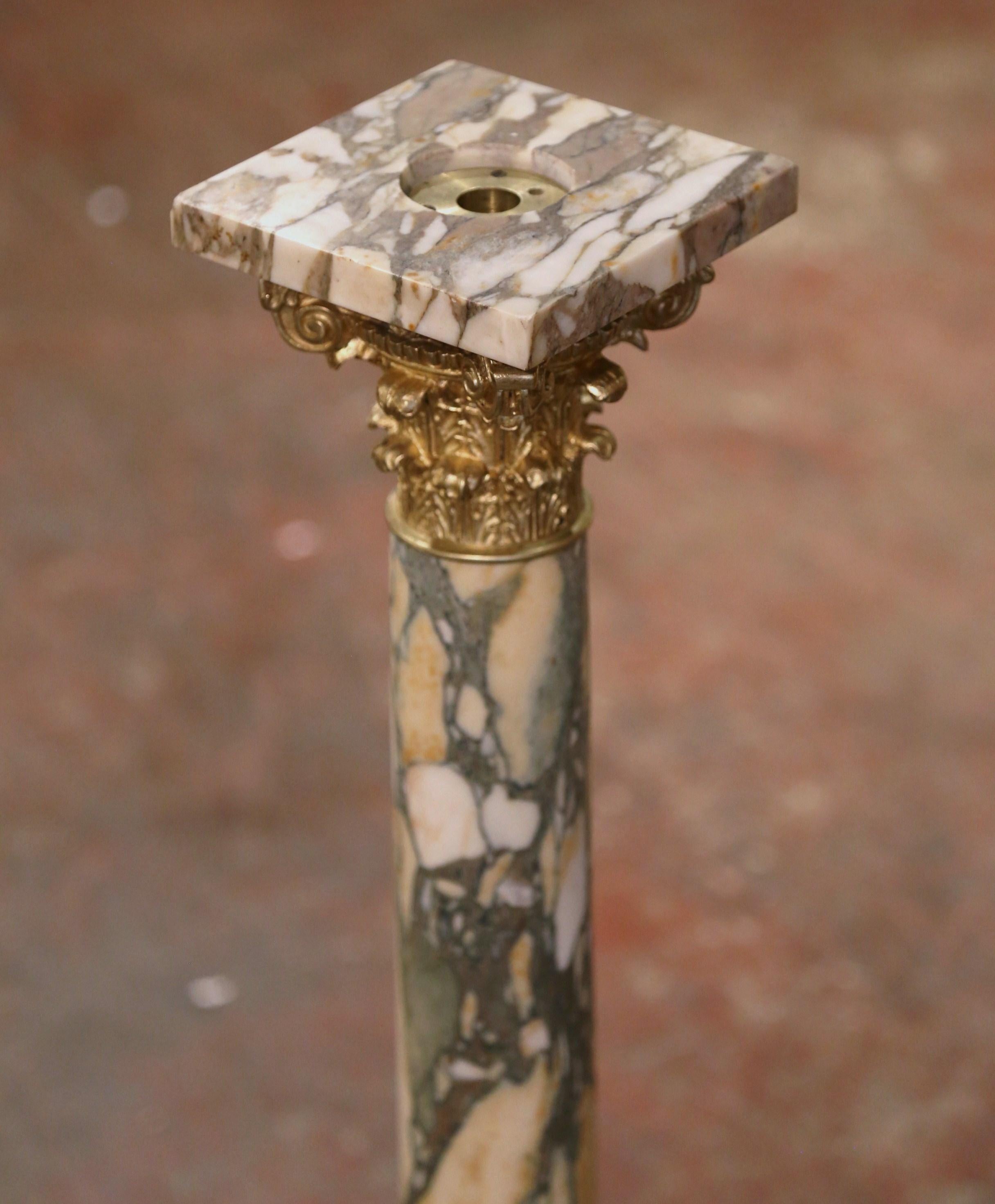 19th Century French Napoleon III Carved Marble and Bronze Selette Pedestal Table 6