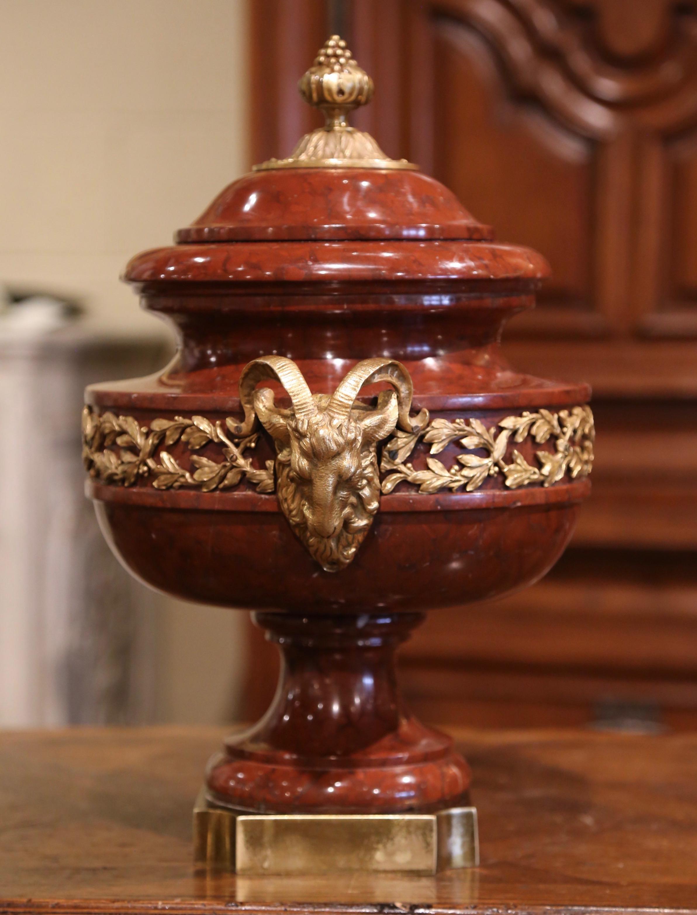 19th Century French Napoleon III Carved Marble and Gilt Bronze Urn 1