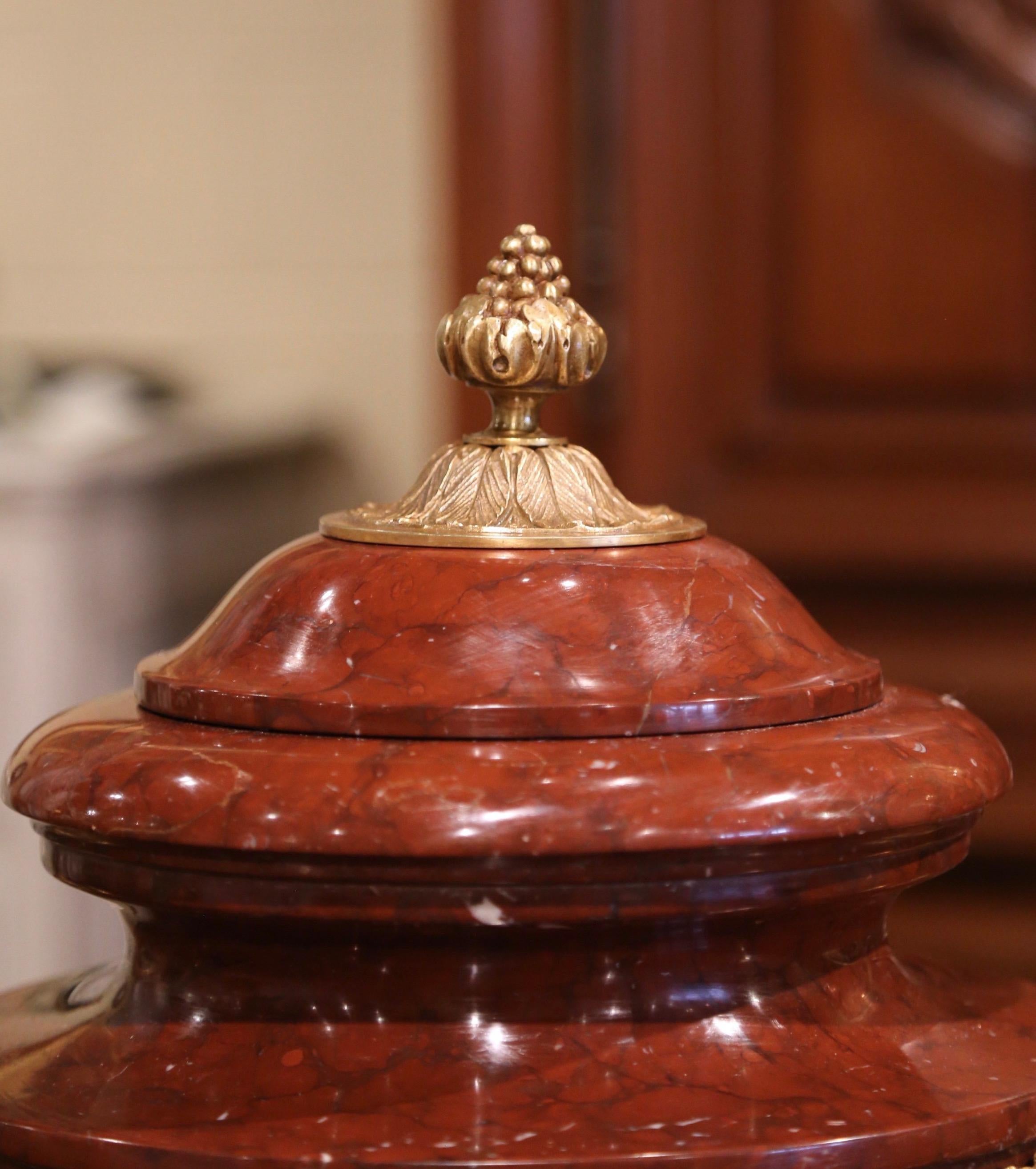 19th Century French Napoleon III Carved Marble and Gilt Bronze Urn 2