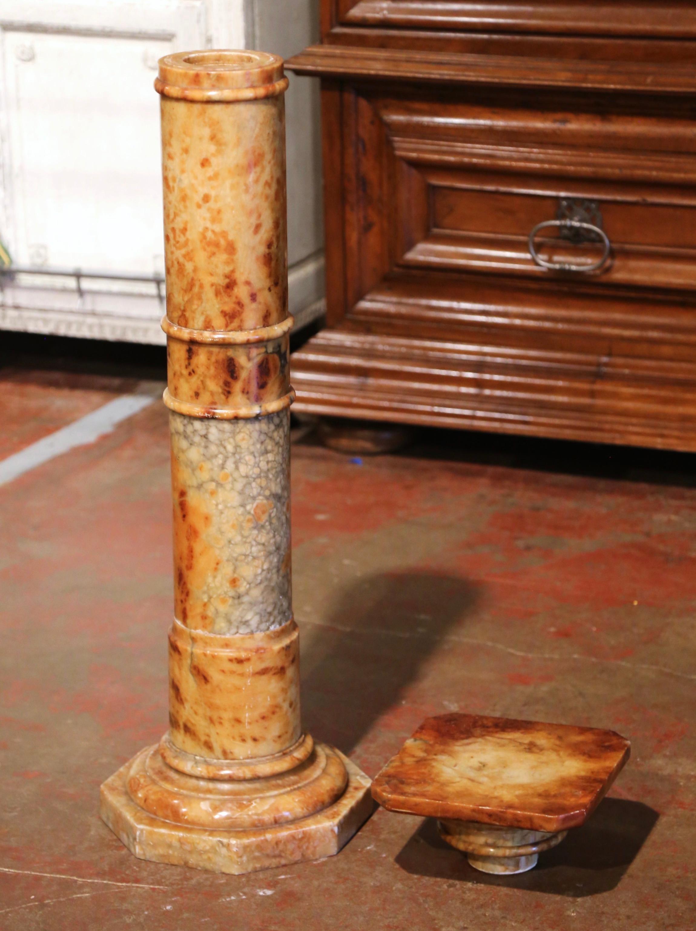 19th Century French Napoleon III Carved Marble Pedestal Table with Swivel Top 6