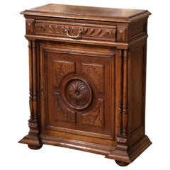 19th Century French Napoleon III Carved Oak Confiturier Jelly Cabinet
