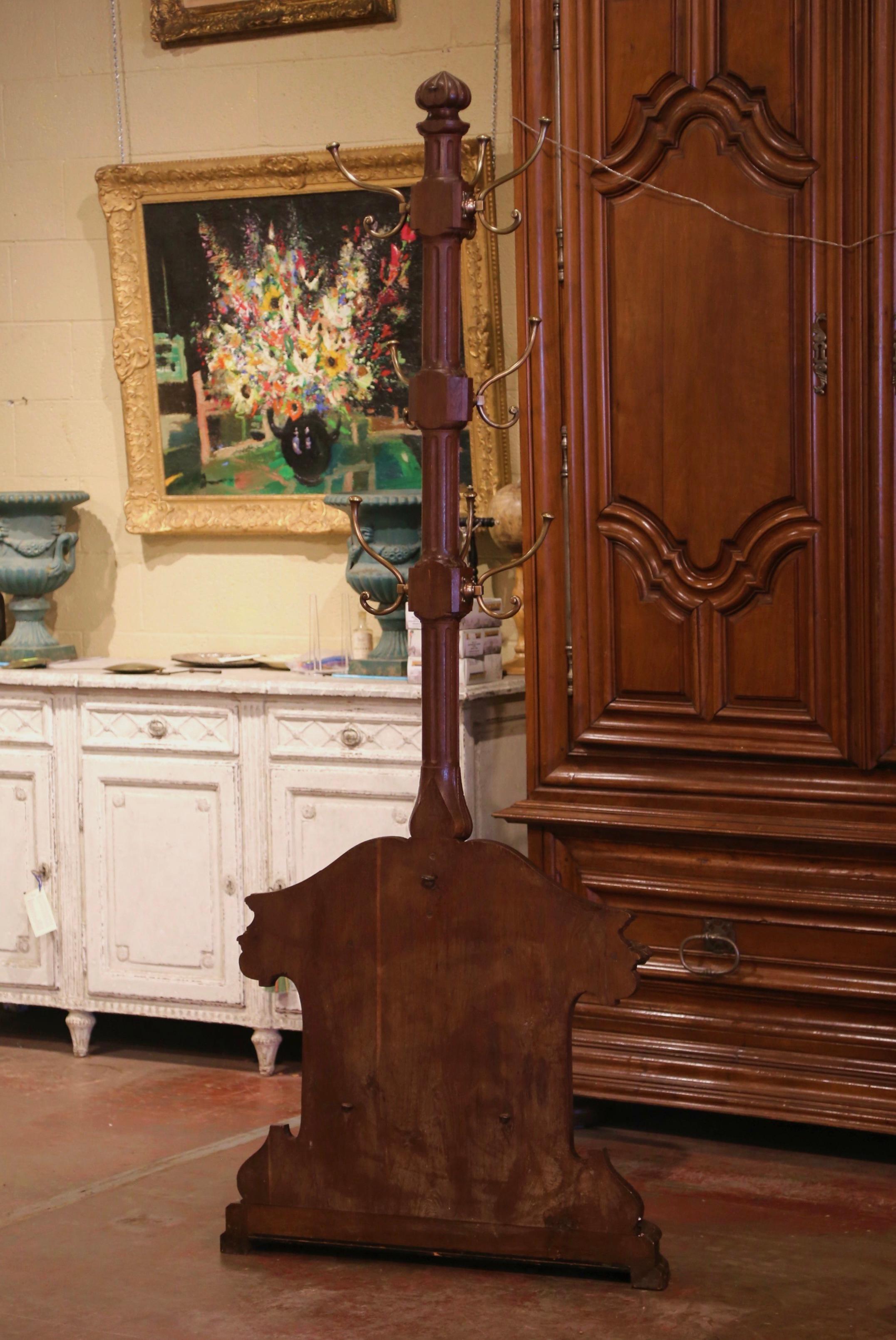 19th Century French Napoleon III Carved Oak Hall Tree with Cane & Umbrella Slots For Sale 4