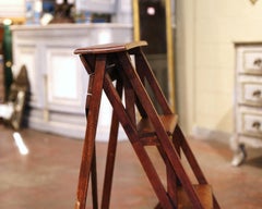 19th Century French Napoleon III Carved Walnut Folding Library Four-Step Ladder