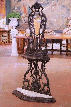 19th Century French Napoleon III Cast Iron Hall Tree with Mirror Signed Corneau
