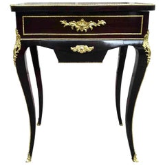 19th Century French Napoleon III Center Table Inlaid Rosewood Ormolu Profiles