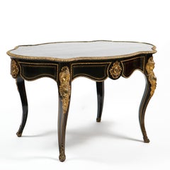French Napoleon III  Black Centre Table