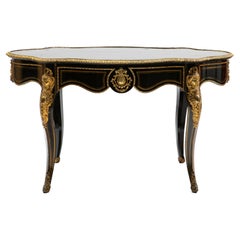 Antique French Napoleon III  Black Centre Table