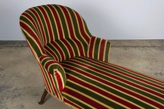 Chaise Lounge francese Napoleone III del XIX secolo in velluto a righe