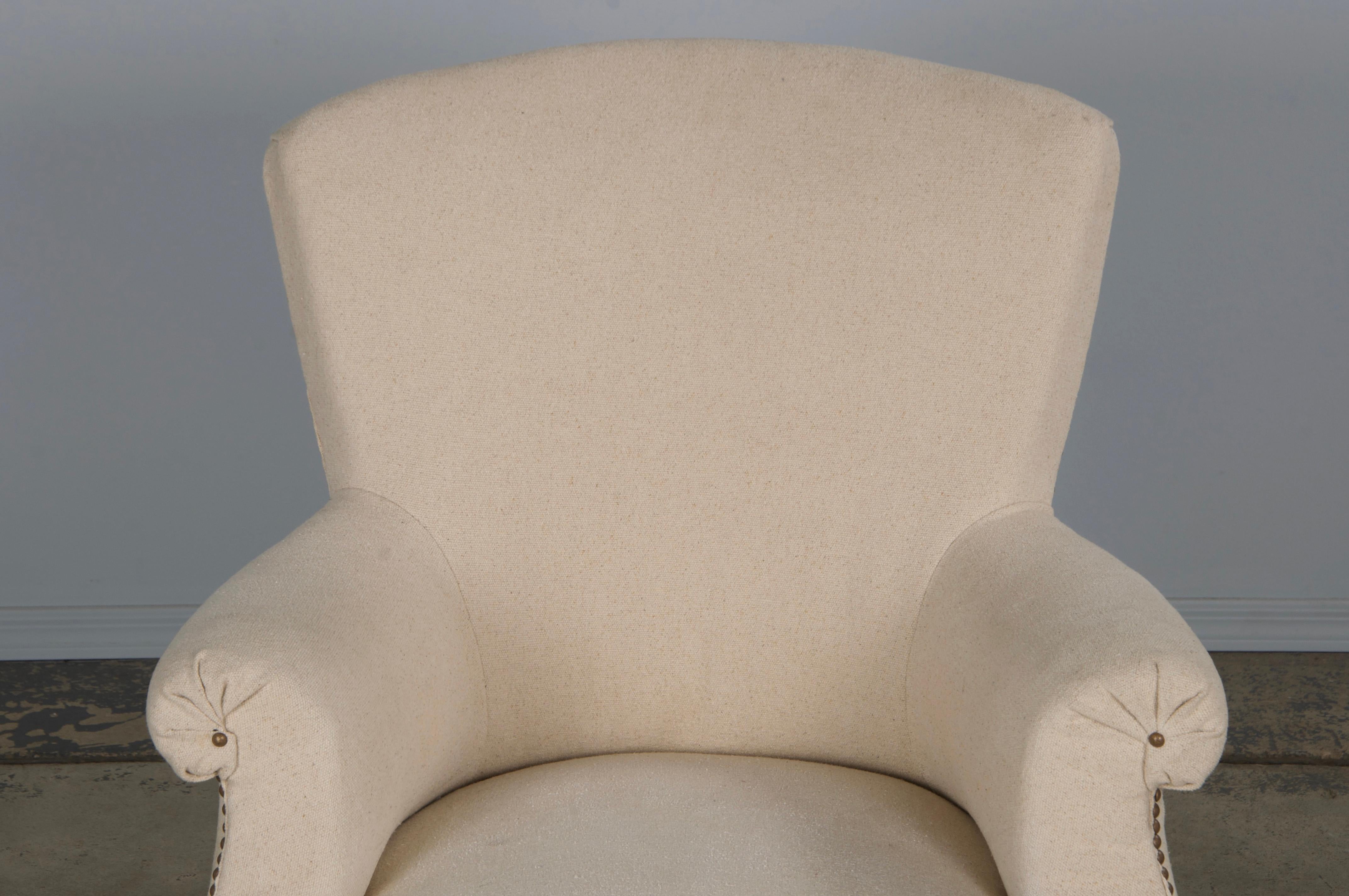 19th Century French Napoleon III Chaise Lounge W/ Off-White Fabric For Sale 5