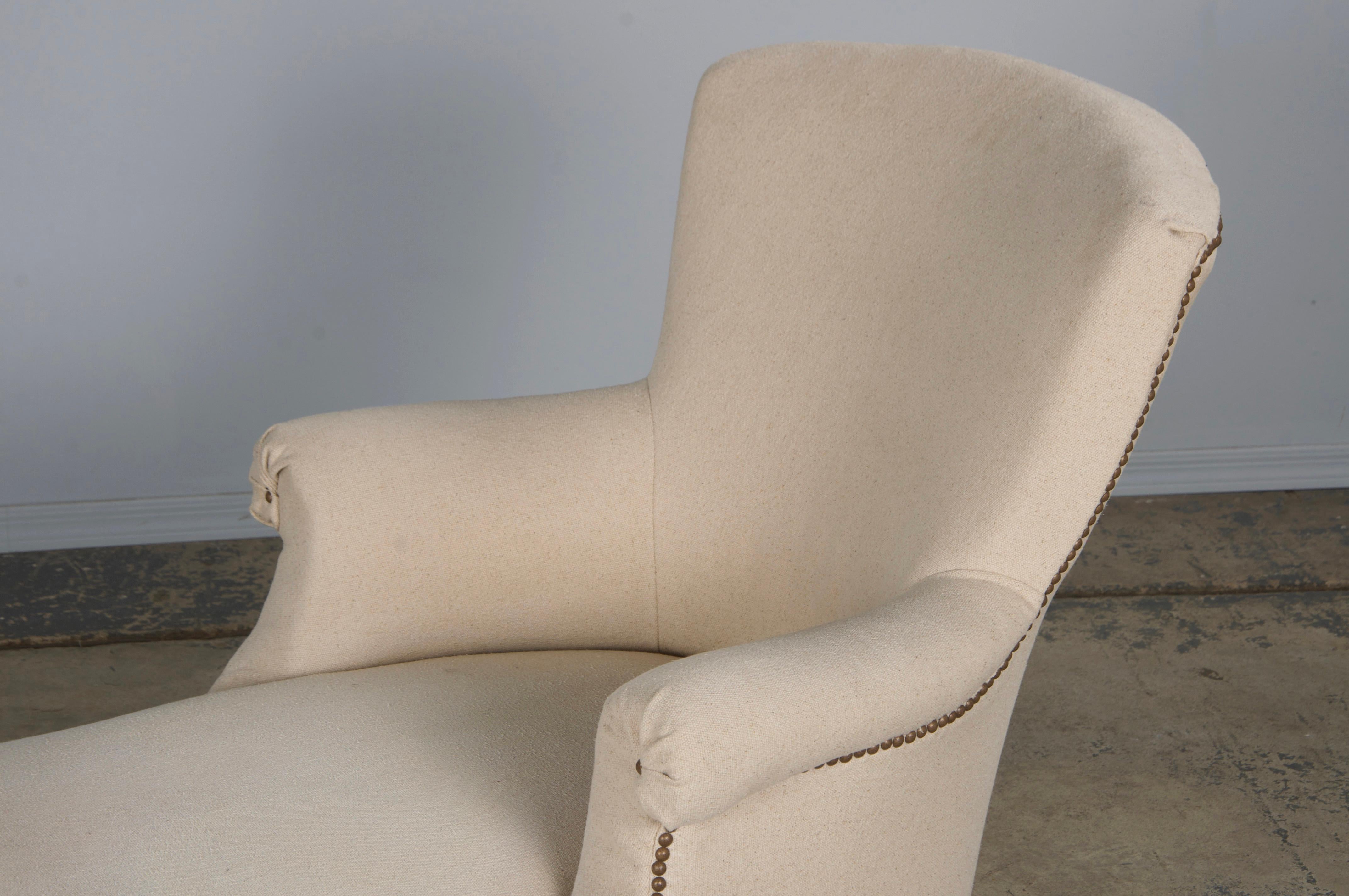 19th Century French Napoleon III Chaise Lounge W/ Off-White Fabric For Sale 8