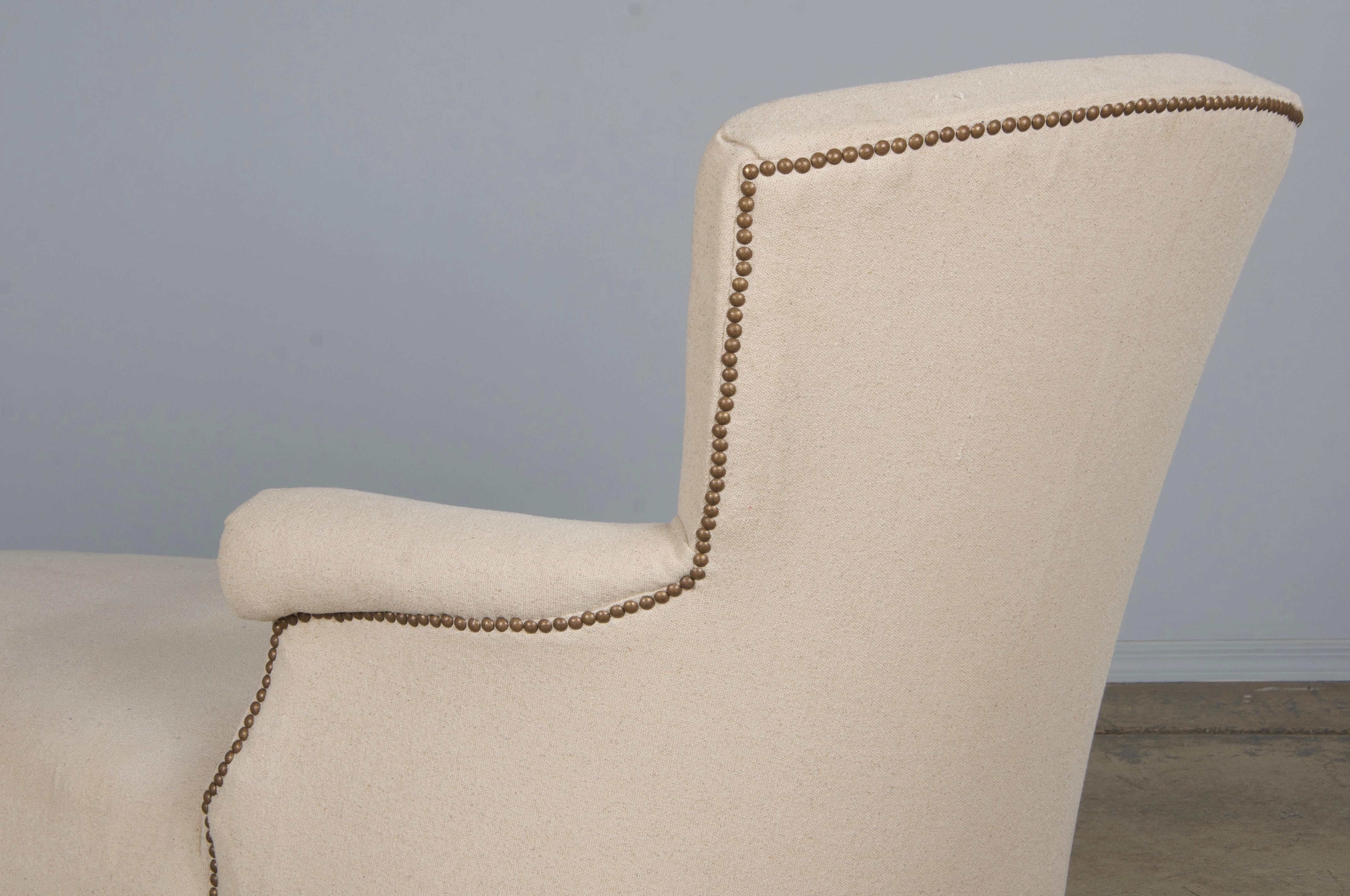 19th Century French Napoleon III Chaise Lounge W/ Off-White Fabric For Sale 12