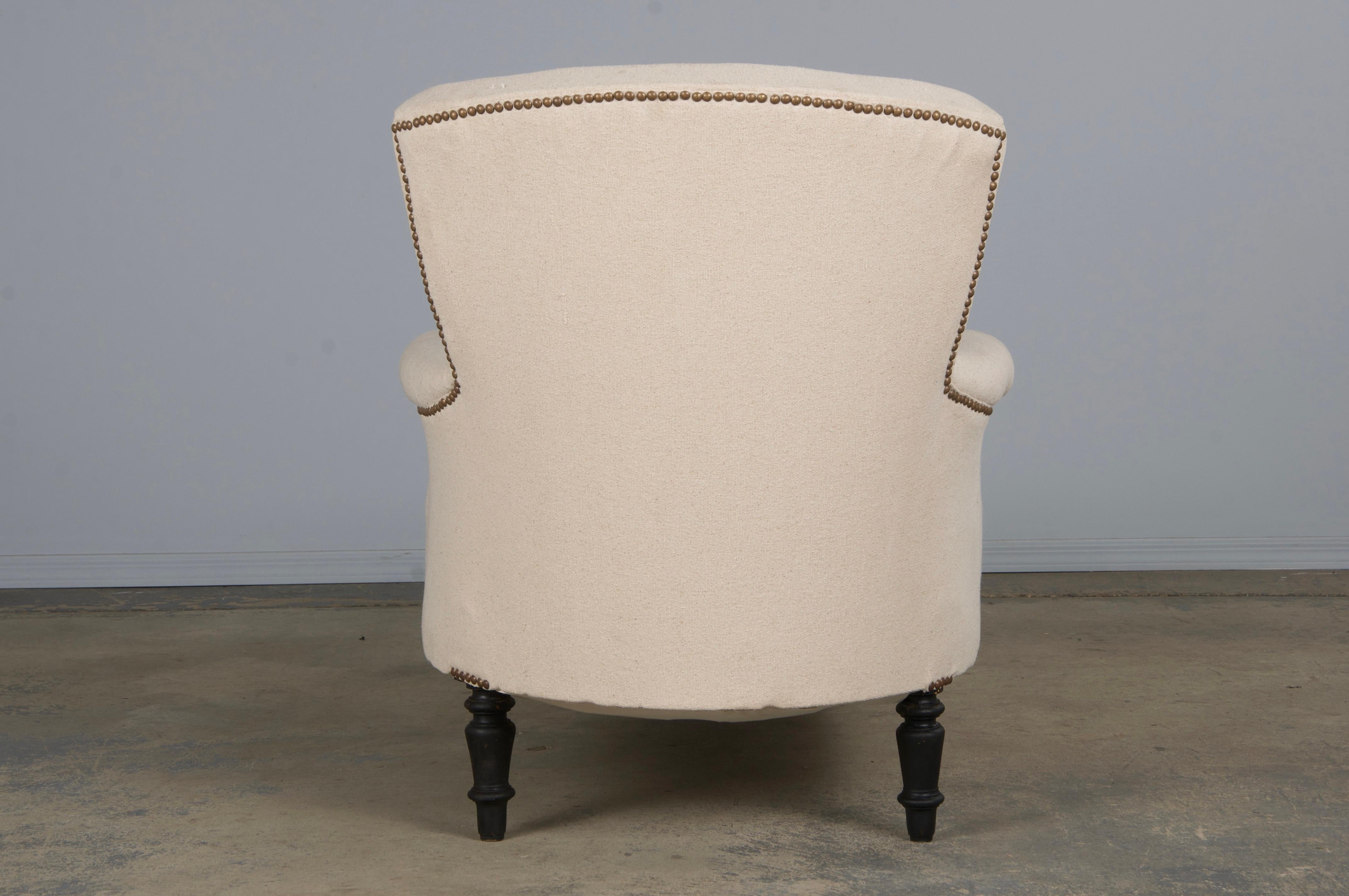 19th Century French Napoleon III Chaise Lounge W/ Off-White Fabric For Sale 13