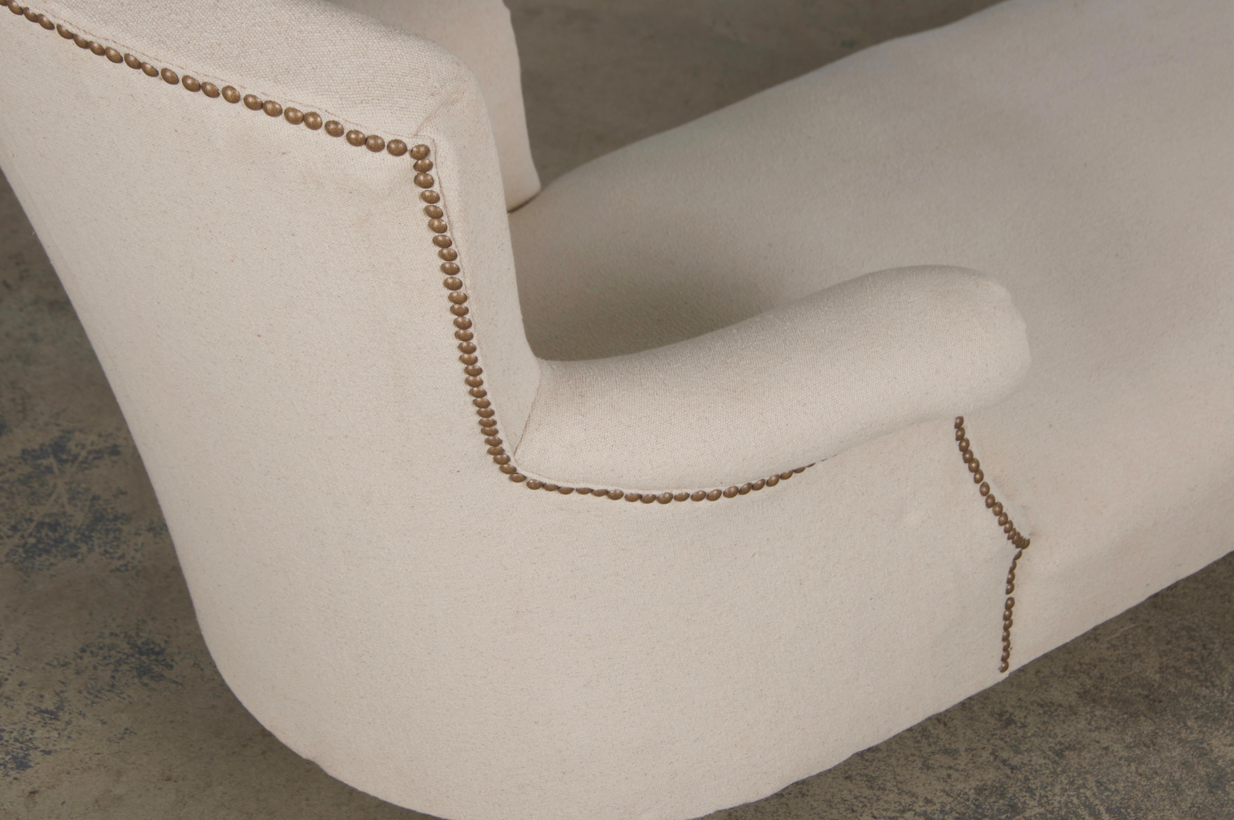 19th Century French Napoleon III Chaise Lounge W/ Off-White Fabric For Sale 14