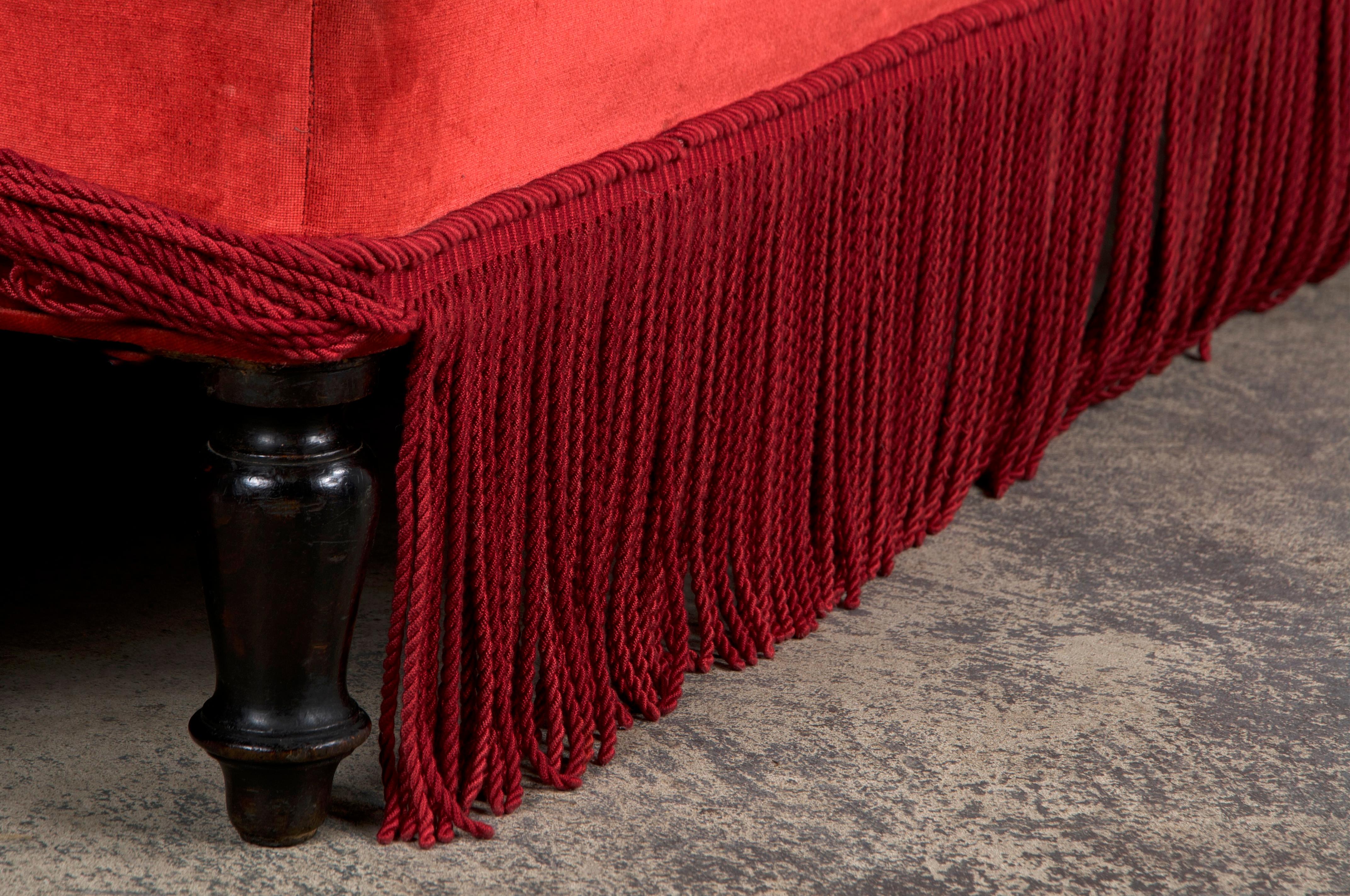 19th Century French Napoleon III Chaise Lounge W/ Red Velvet For Sale 14