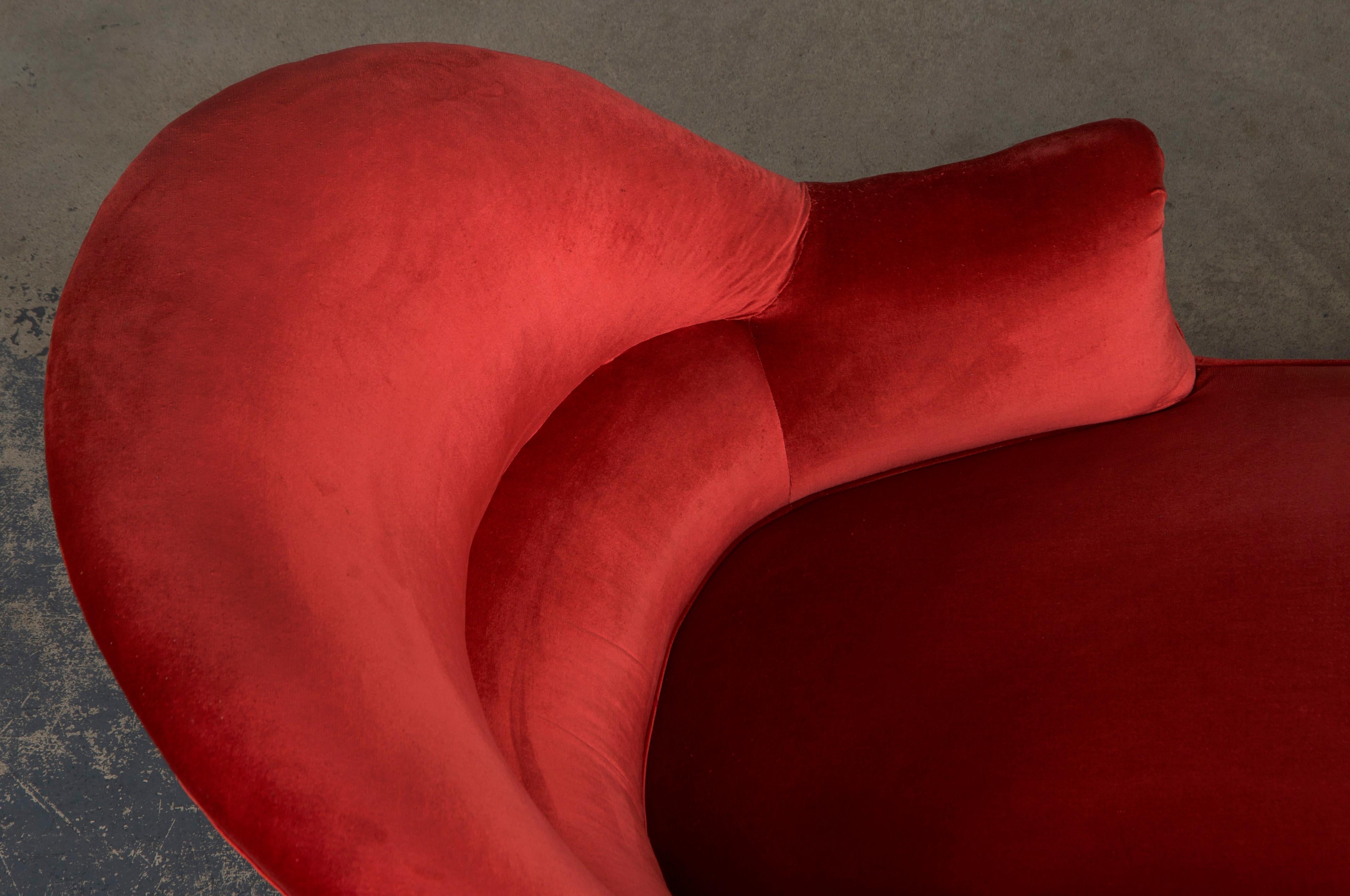19th Century French Napoleon III Chaise Lounge W/ Red Velvet For Sale 5