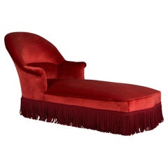 Französische Napoleon III.-Sessel-Loungesessel mit rotem Samt, 19. Jahrhundert