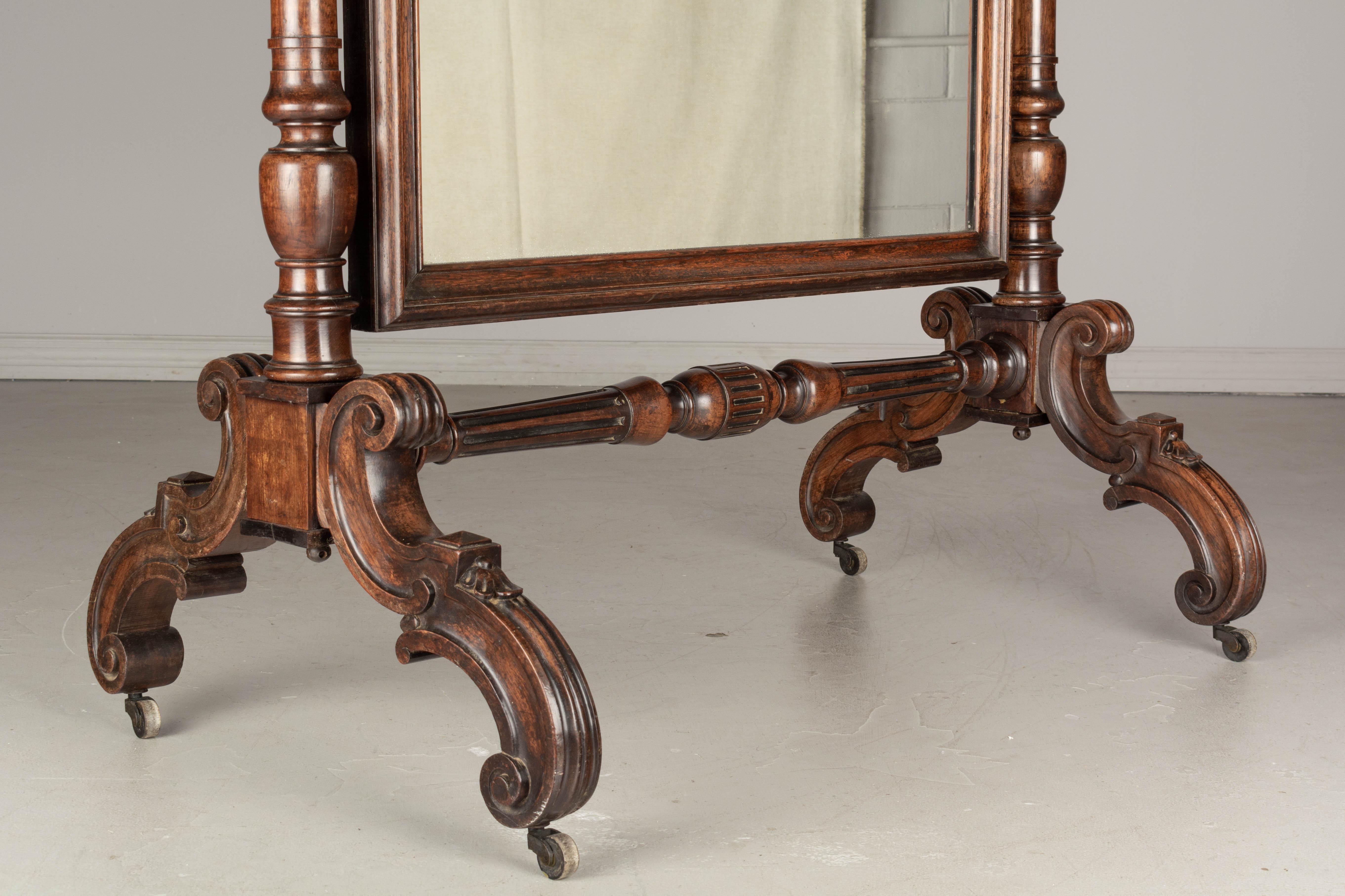 19th Century French Napoleon III Cheval Mirror For Sale 6